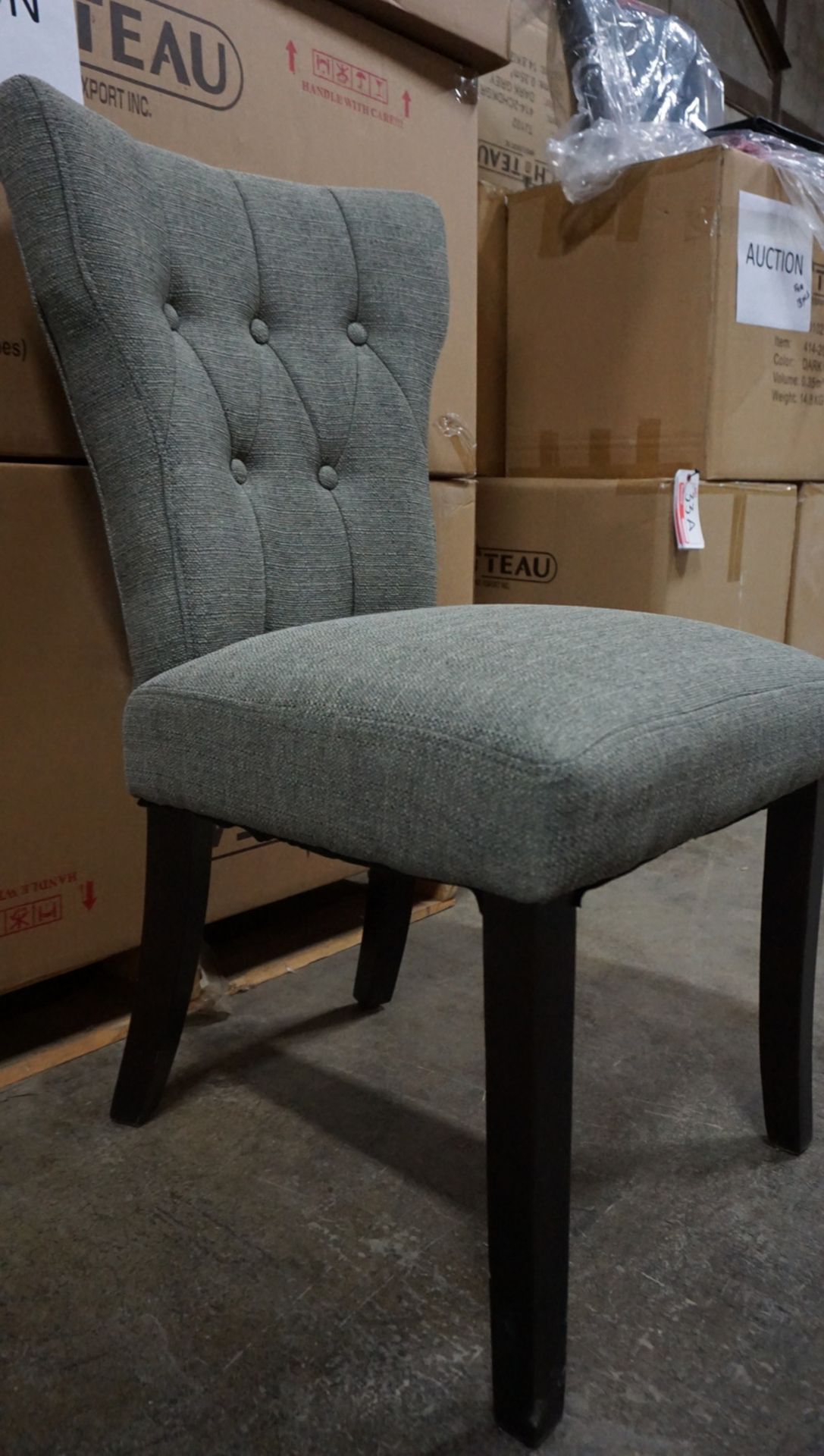 UNITS - GREY FABRIC UPHOLSTERED WING BACK DINING CHAIRS W/ FINISHED LEGS (1504-2CHGR) (IN BOX) - Image 2 of 2