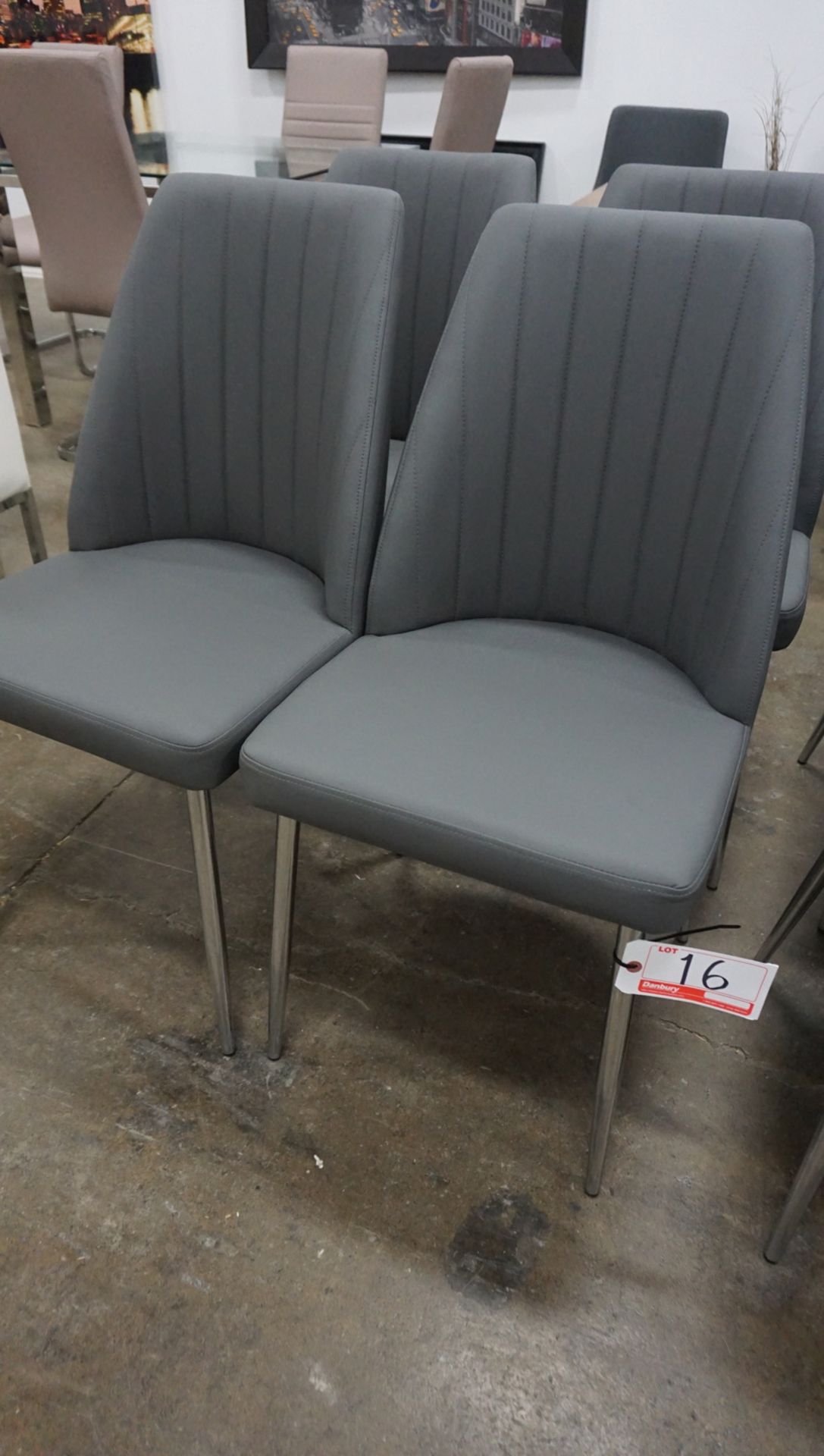 UNITS - GREY PU LEATHER W/ CHROME LEGS DINING CHAIRS