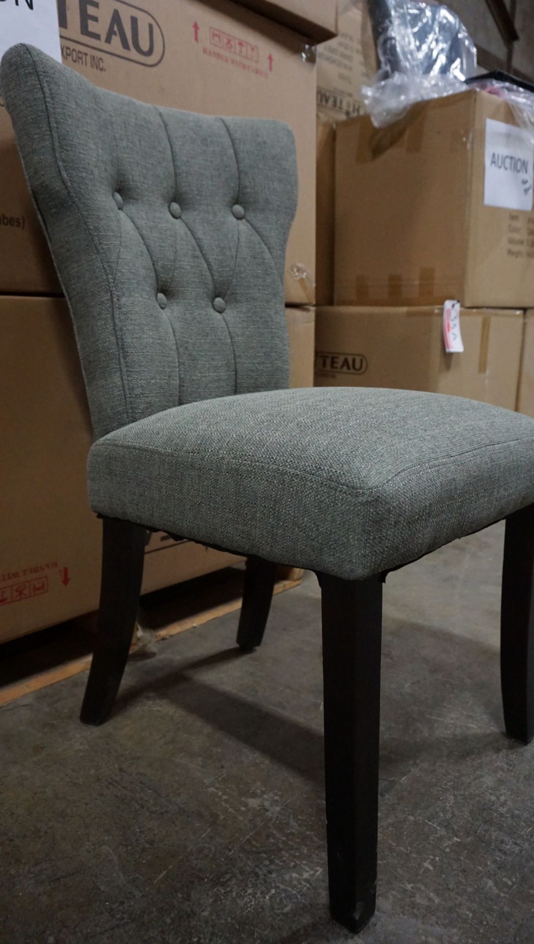 UNITS - GREY FABRIC UPHOLSTERED WING BACK DINING CHAIRS W/ FINISHED LEGS (1504-2CHGR) (IN BOX) - Image 2 of 2