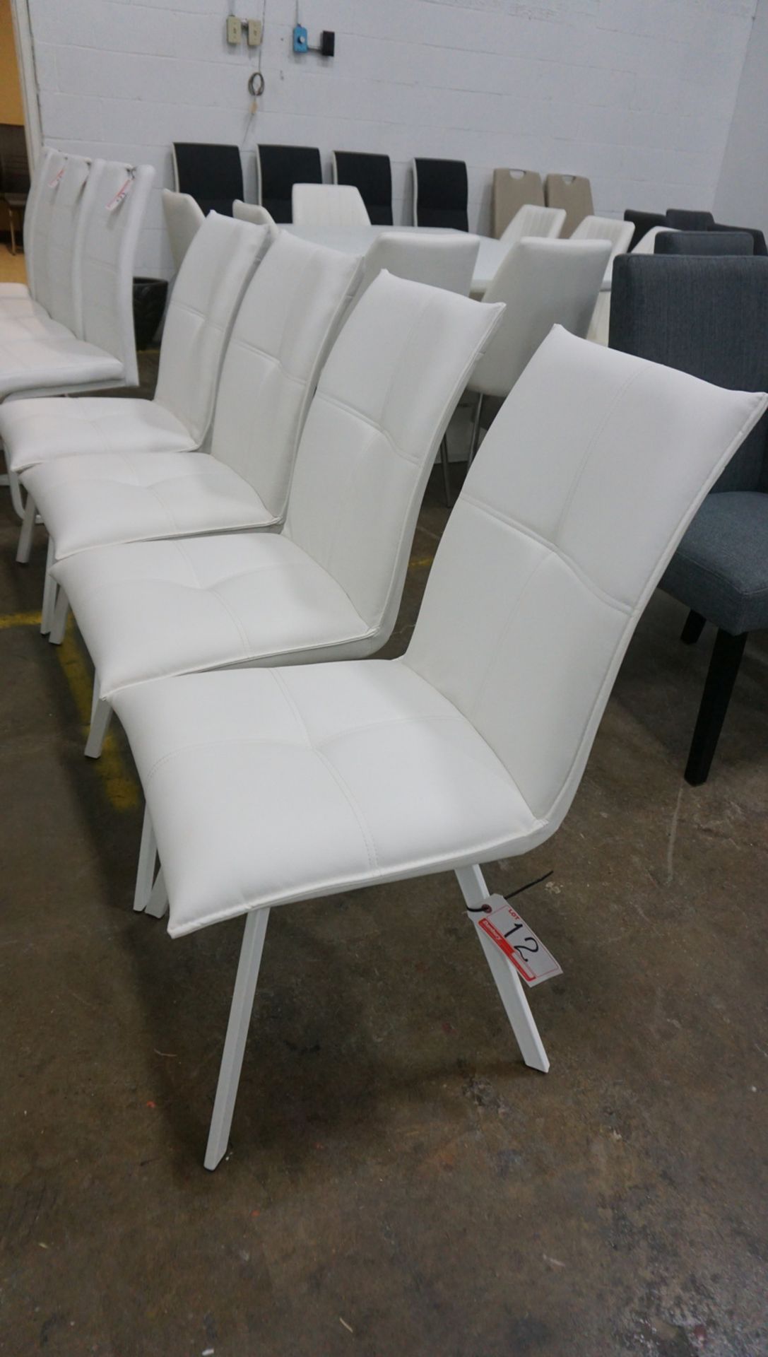UNITS - WHITE PU LEATHER DINING CHAIRS