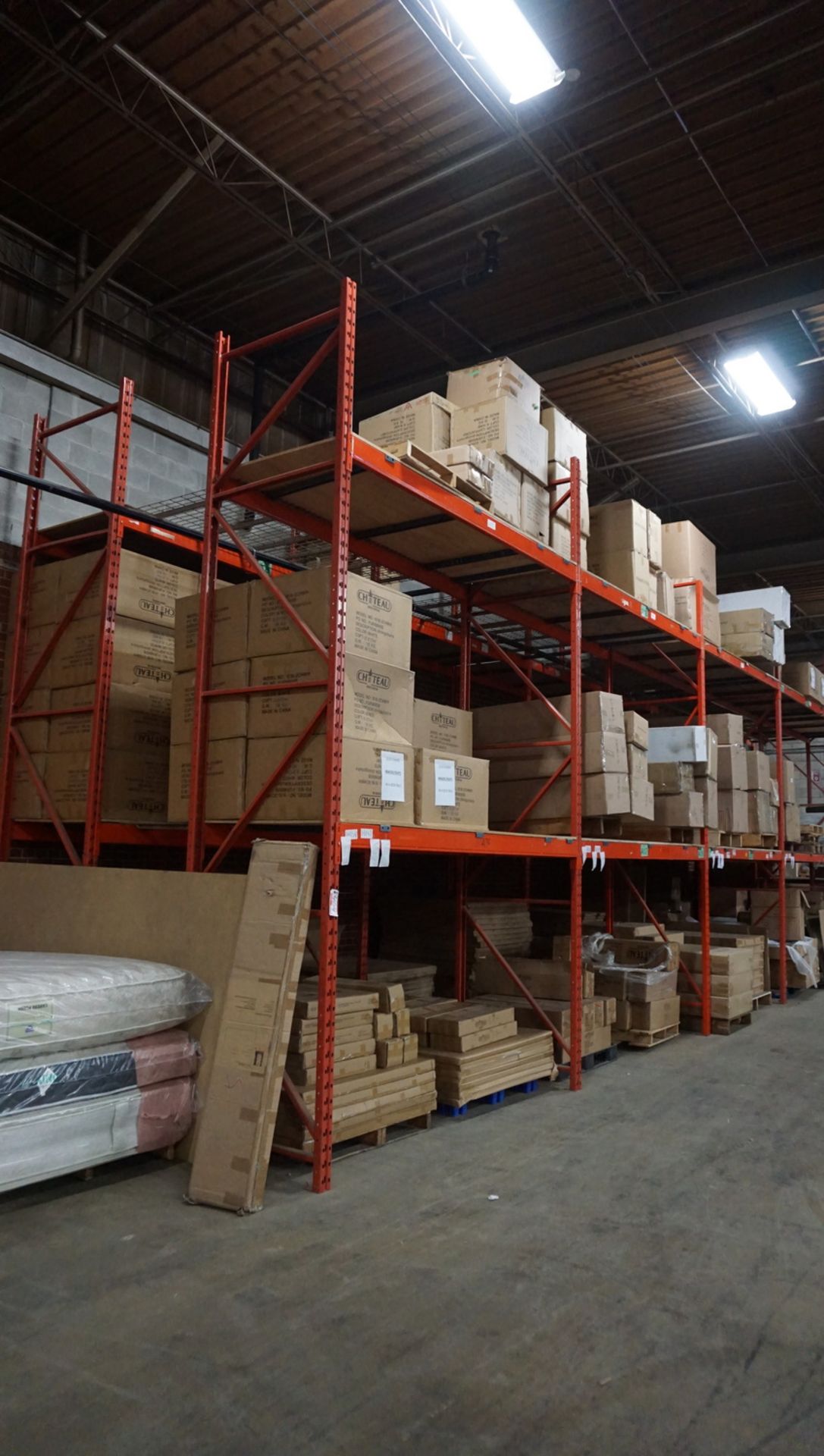 SECTIONS - INDUSTRIAL PALLET RACKING 42" X 9' X 16' C/W (20) PCS MESH DECKING, BRACE BARS, & ASSTD