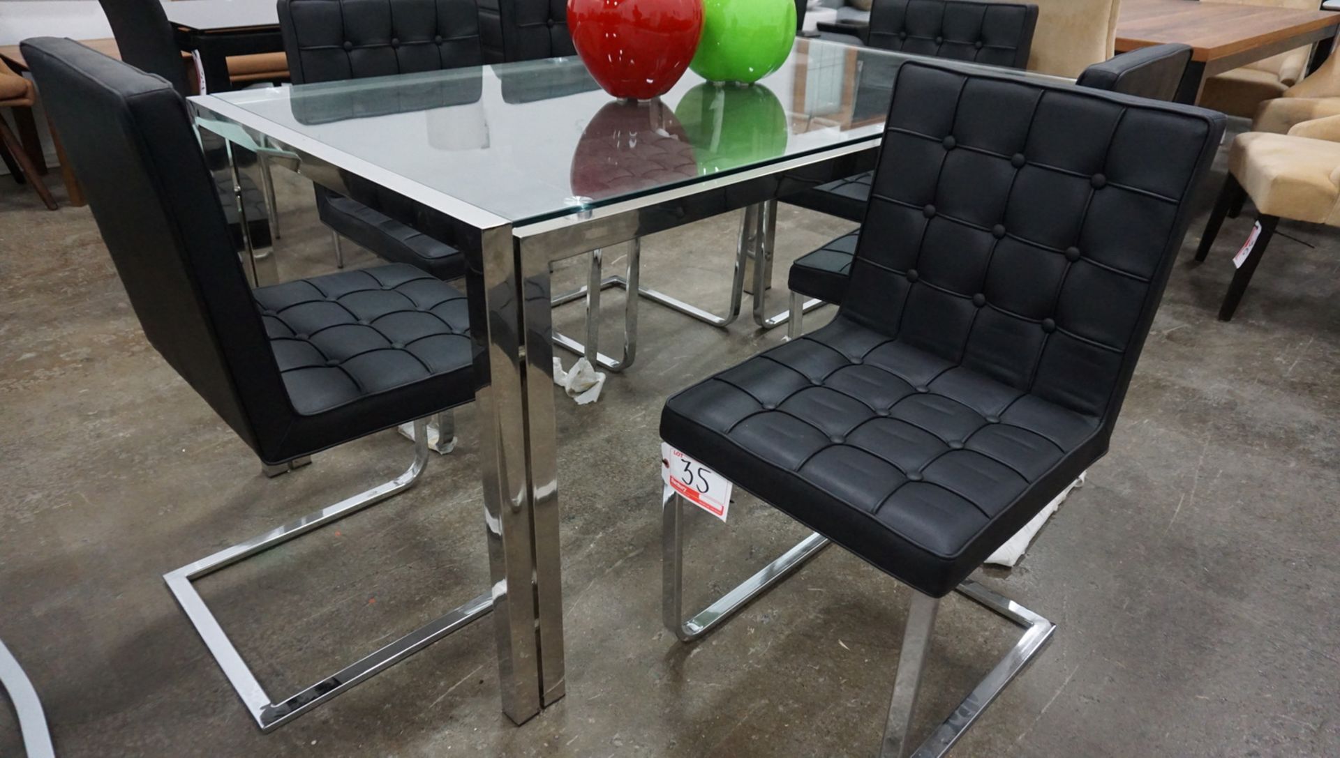 UNITS - BLACK BUTTON TUFT DINING CHAIRS W/ CHROME BASE