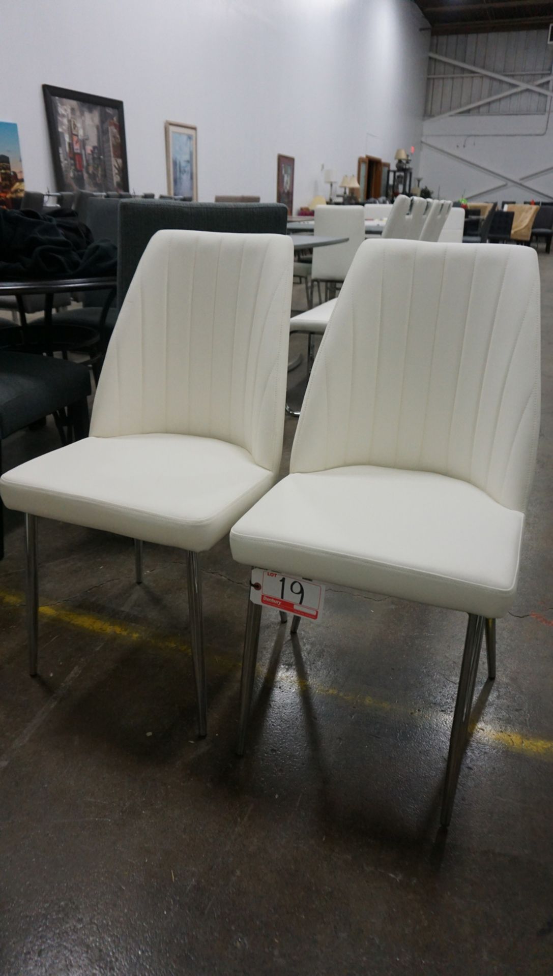 UNITS - WHITE PU LEATHER W/ WHITE LEGS DINING CHAIRS