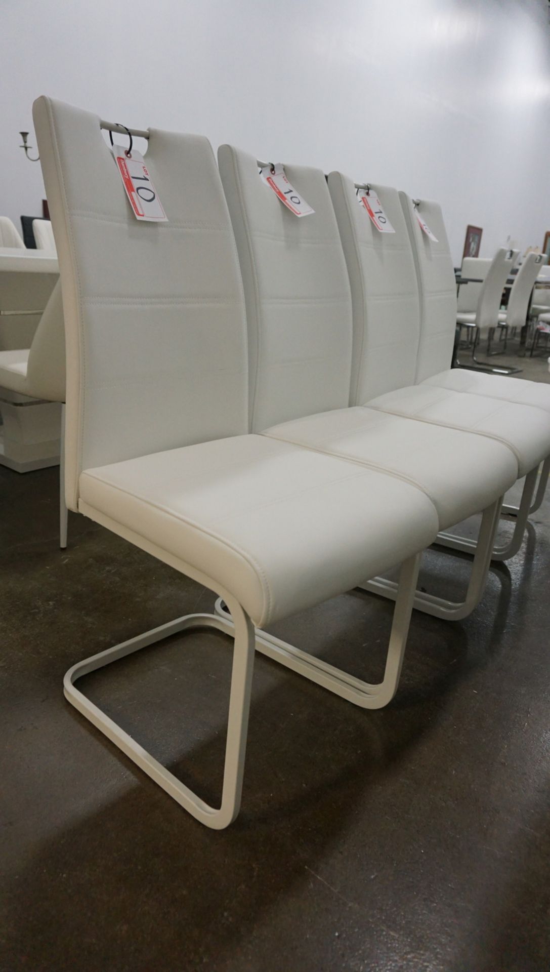 UNITS - WHITE PU LEATHER W/ WHITE BASE DINING CHAIRS