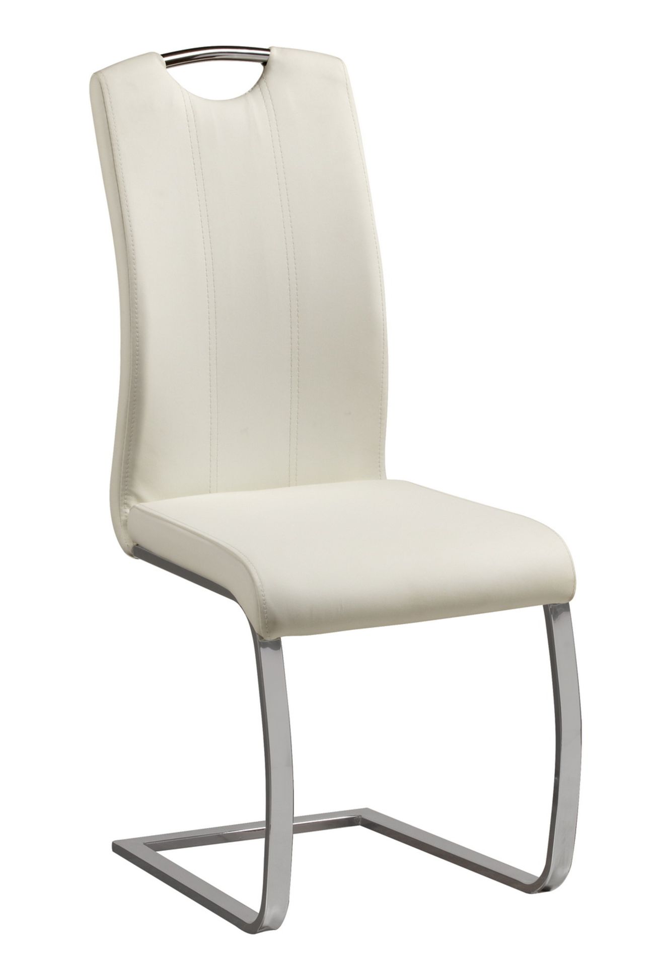 UNITS - WHITE PU LEATHER W/ CHROME BASE DINING CHAIRS (85-4CHWH) (IN BOX)