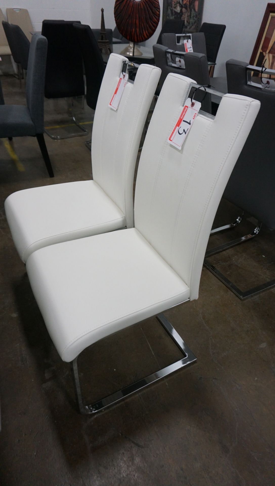 UNITS - WHITE PU LEATHER W/ CHROME BASE DINING CHAIRS