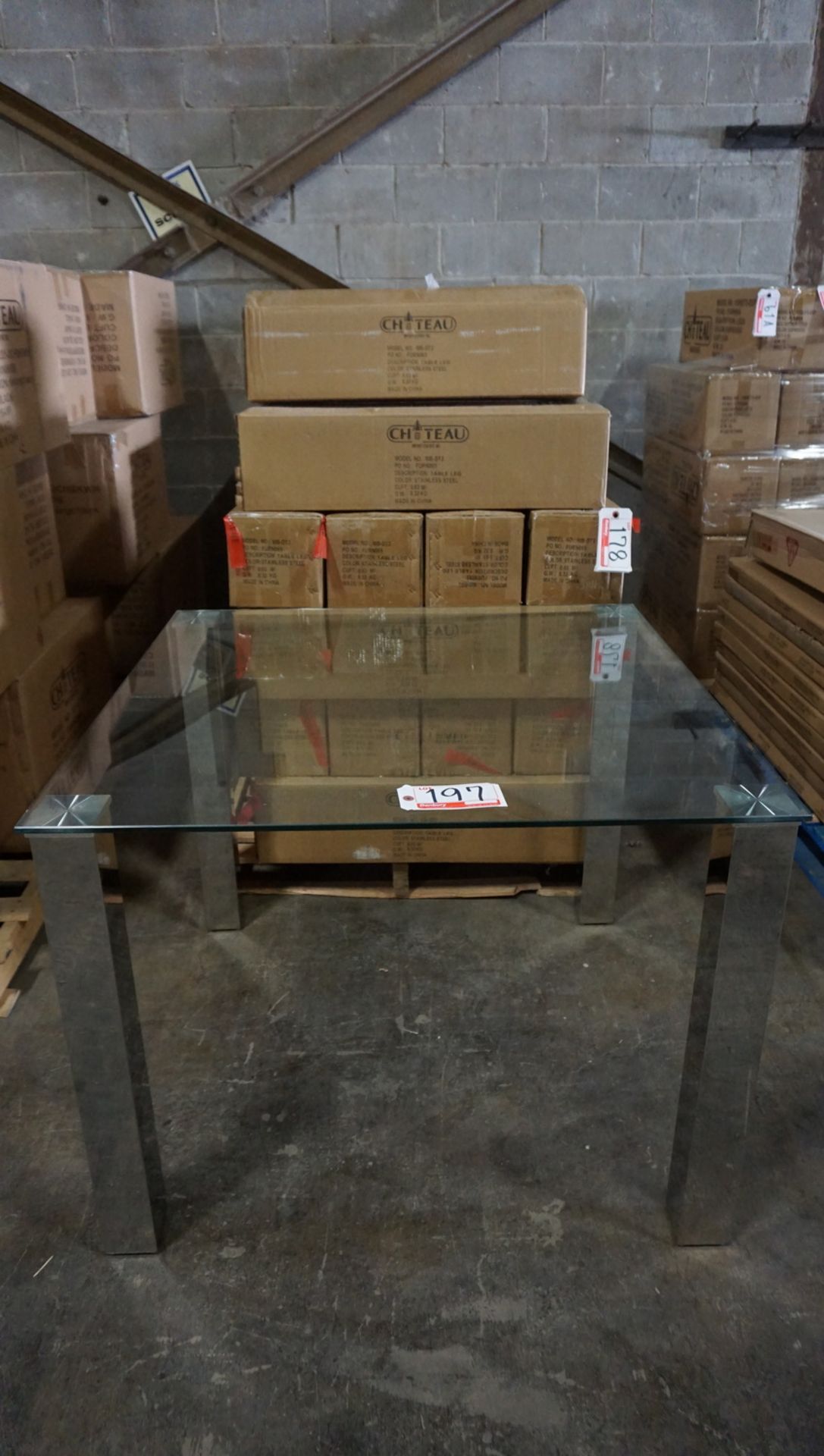 SQUARE CLEAR GLASS DINING TABLE 39"W X 39"L X 30"H W/ CHROME LEGS (10B-DT1) (IN BOX)