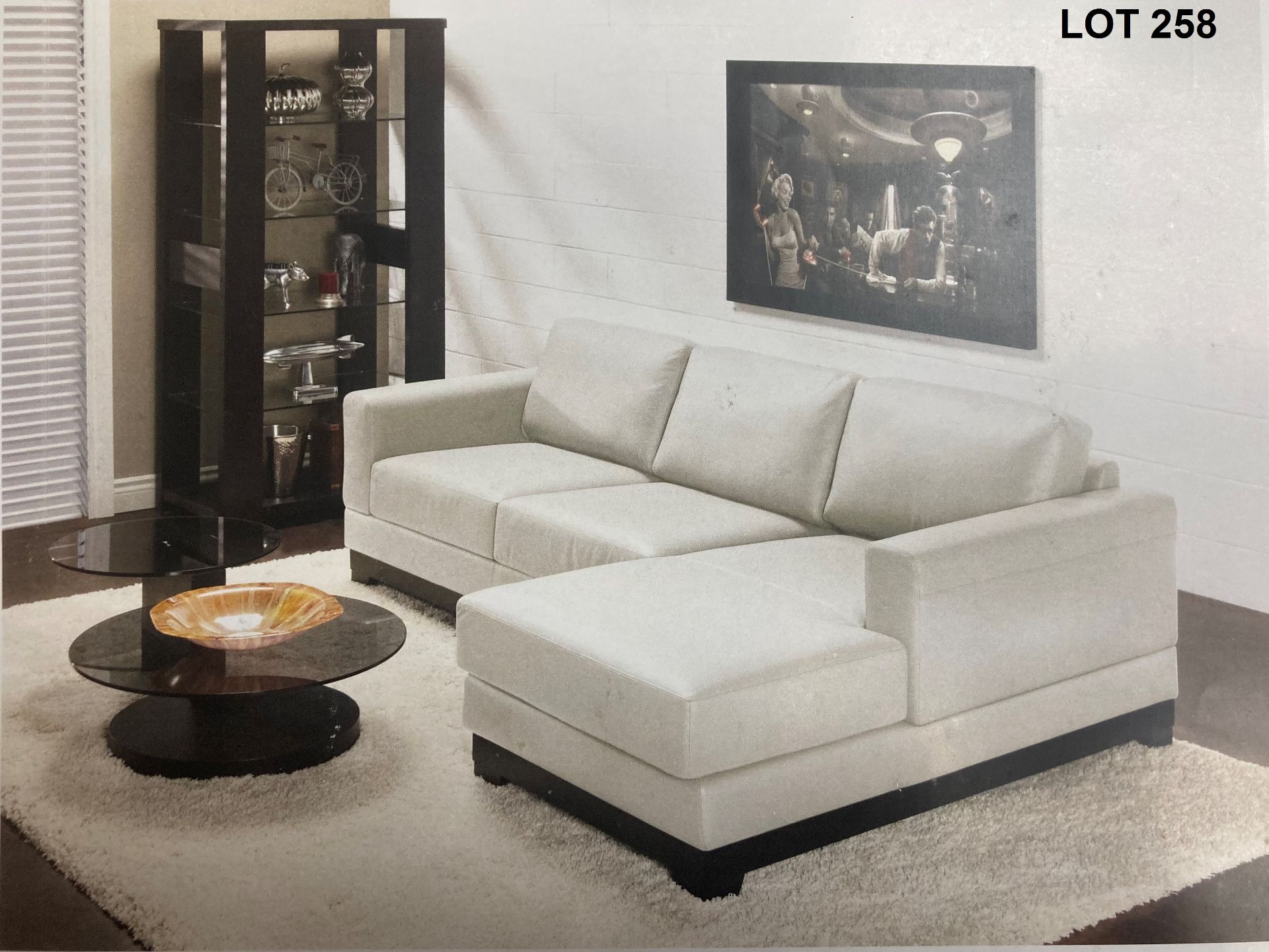 VENICE WHITE 100% GENUINE LEATHER SECTIONAL SOFA W/ CHAISE LOUNGER - 94" (#976) (CANADIAN MADE)