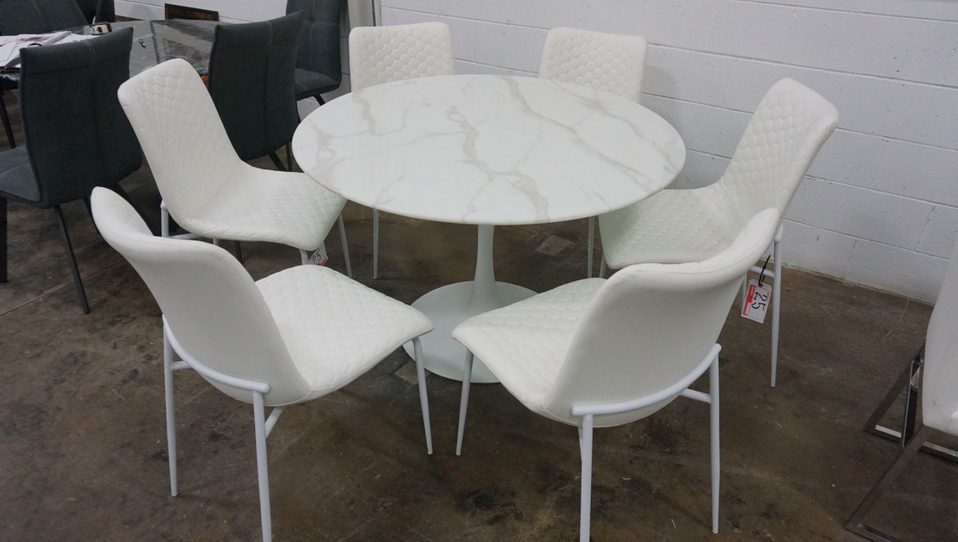 UNITS - WHITE PU LEATHER W/ WHITE LEGS TUB CHAIRS