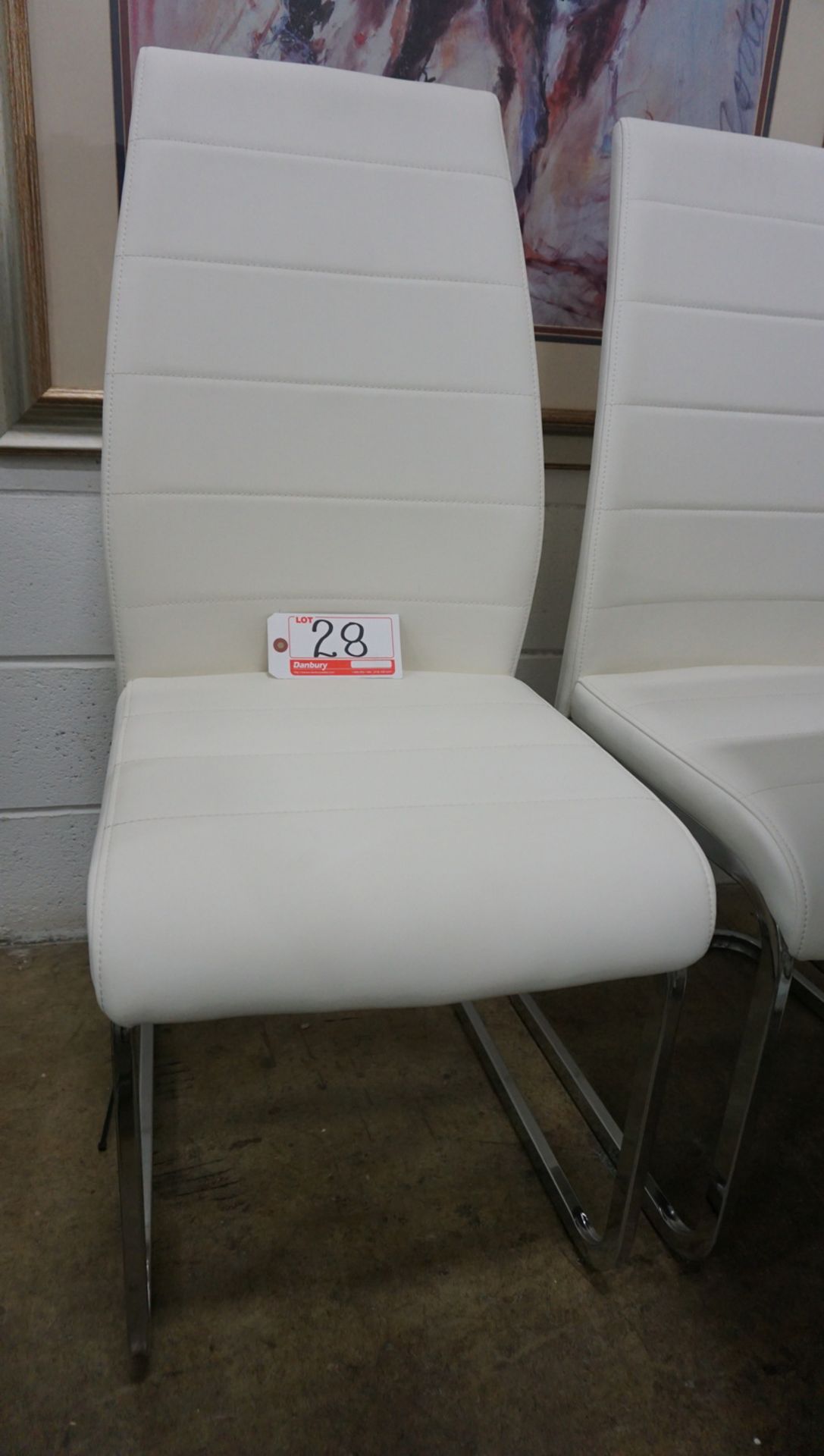 UNITS - WHITE PU LEATHER W/ CHROME BASE DINING CHAIRS