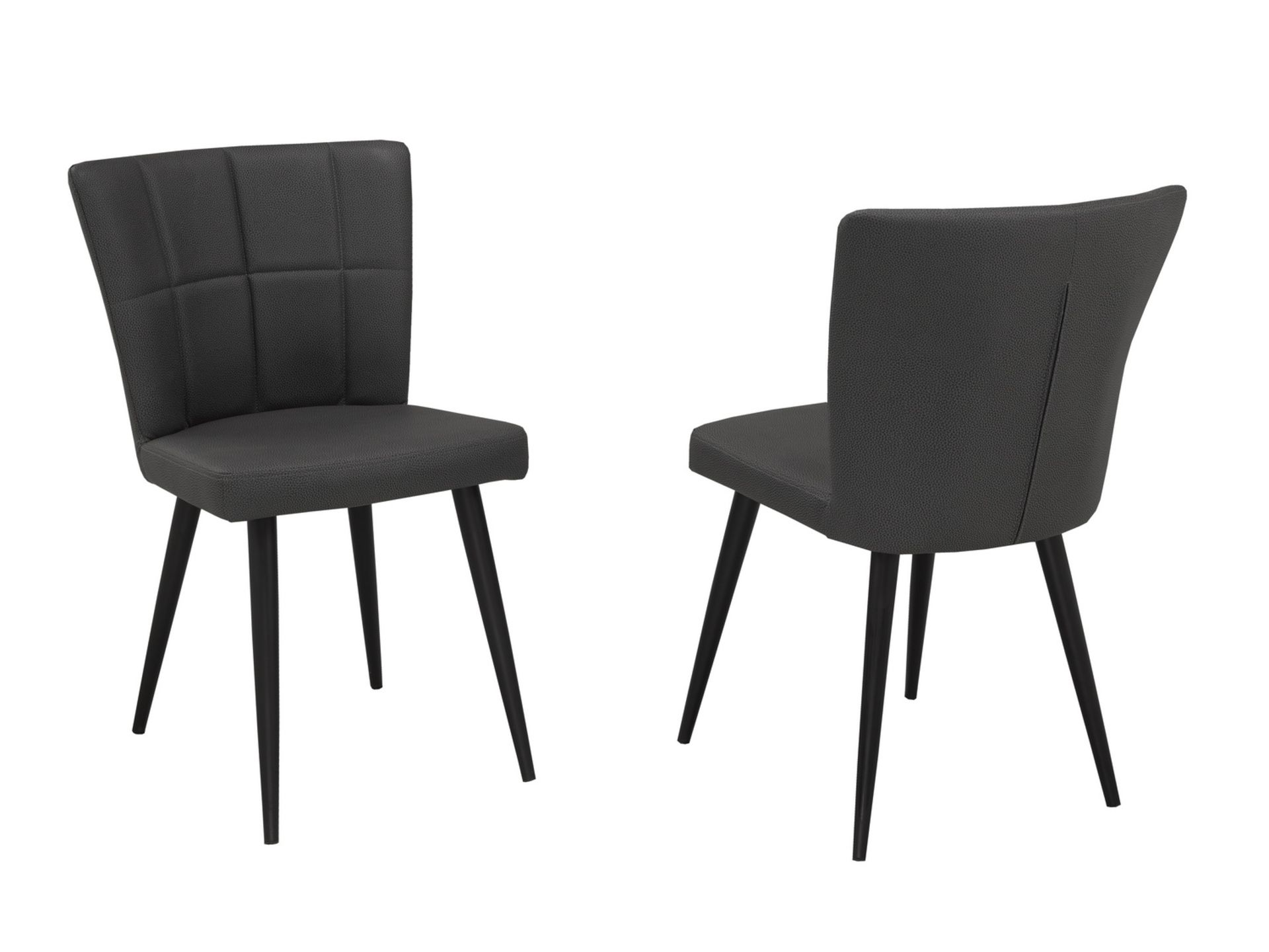 UNITS - DARK GREY PU LEATHER W/ CHECKER TOP STITCHING DINING CHAIRS W/ BLACK METAL LEGS (414-