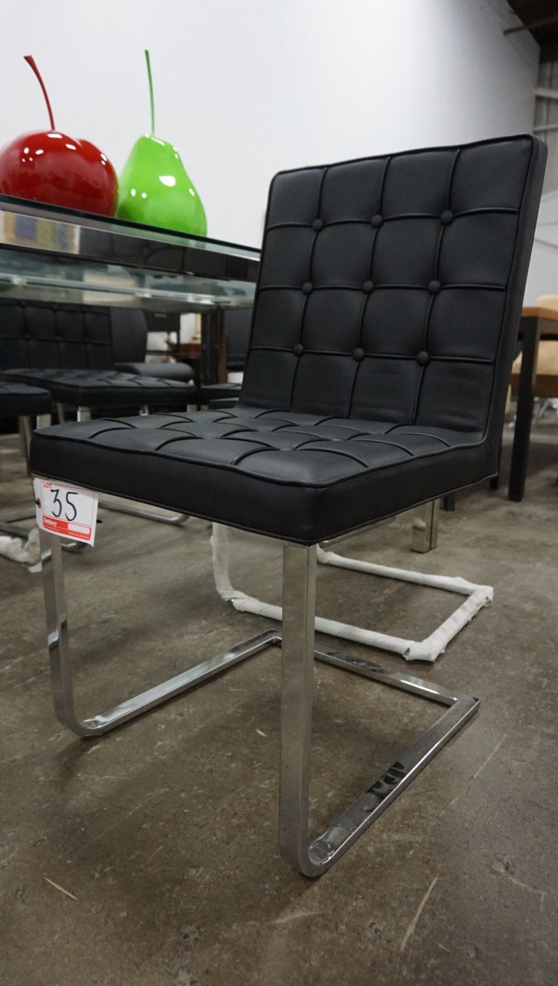 UNITS - BLACK BUTTON TUFT DINING CHAIRS W/ CHROME BASE - Image 2 of 2