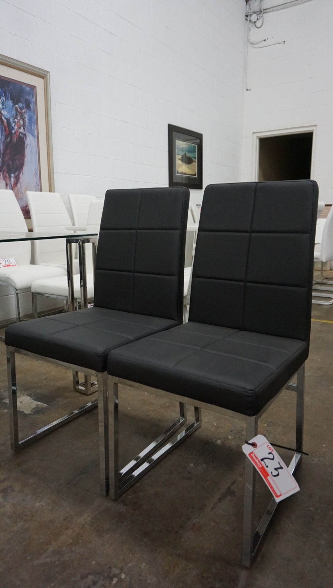 UNITS - BLACK PU LEATHER W/ CHROME BASE DINING CHAIRS