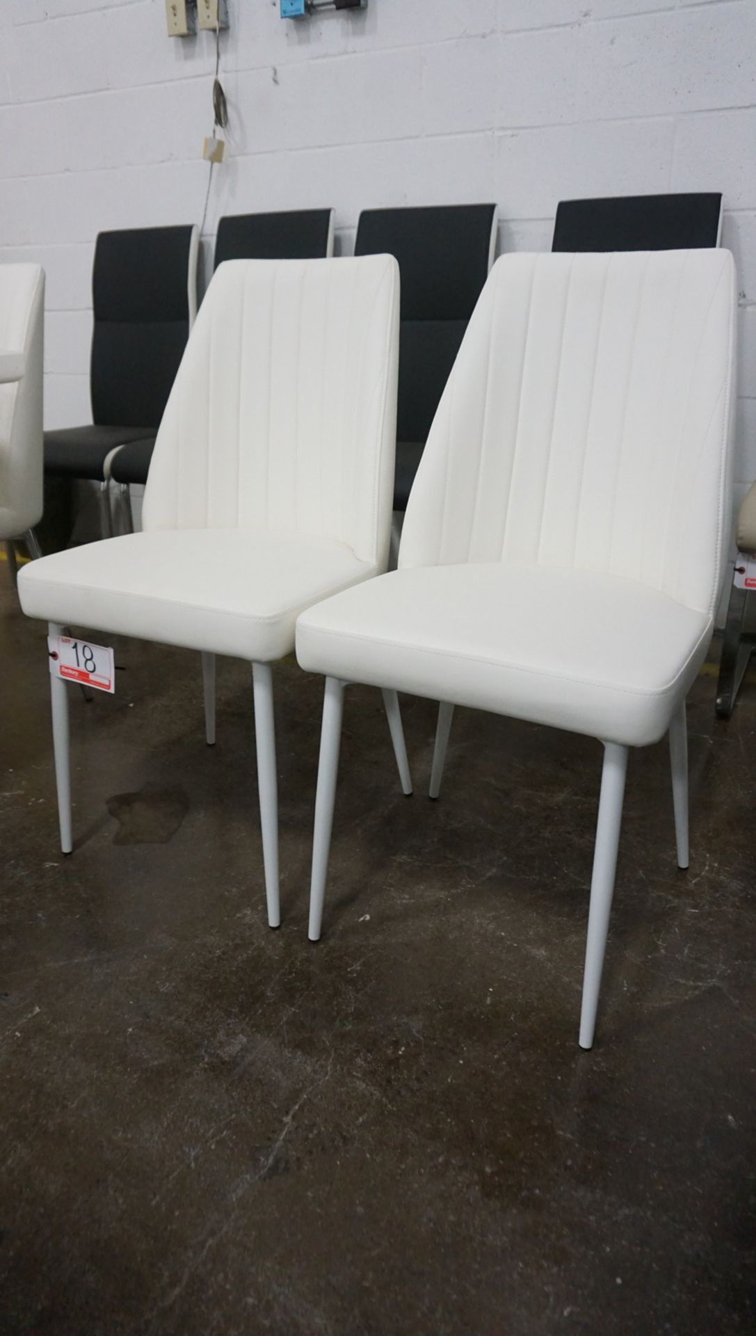 UNITS - WHITE PU LEATHER W/ CHROME LEGS DINING CHAIRS