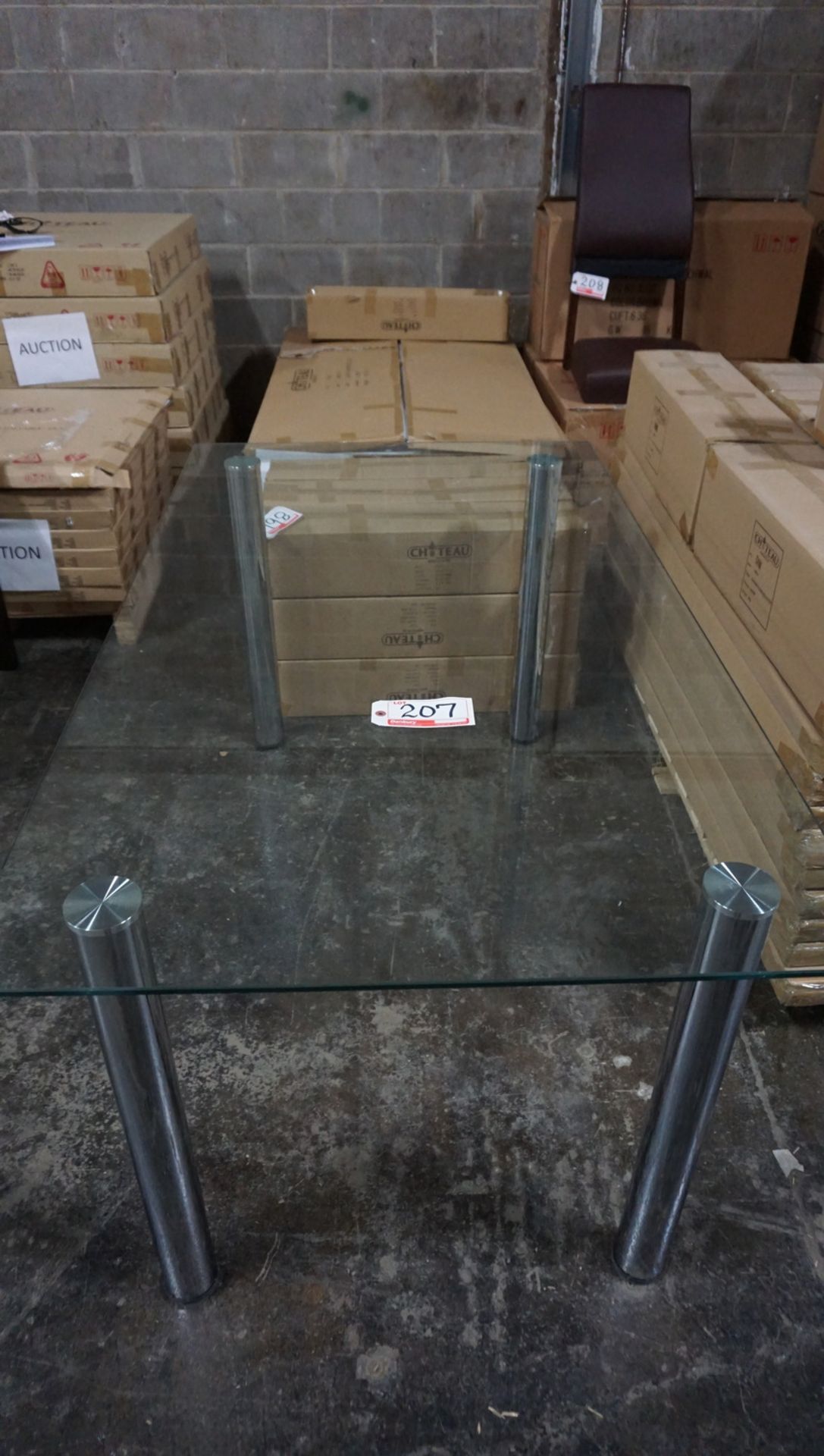 AMSTERDAM RECTANGLE CLEAR GLASS DINING TABLE 63"L X 35.25"W X 29.5"H W/ CHROME LEGS (AMST-D1) (IN