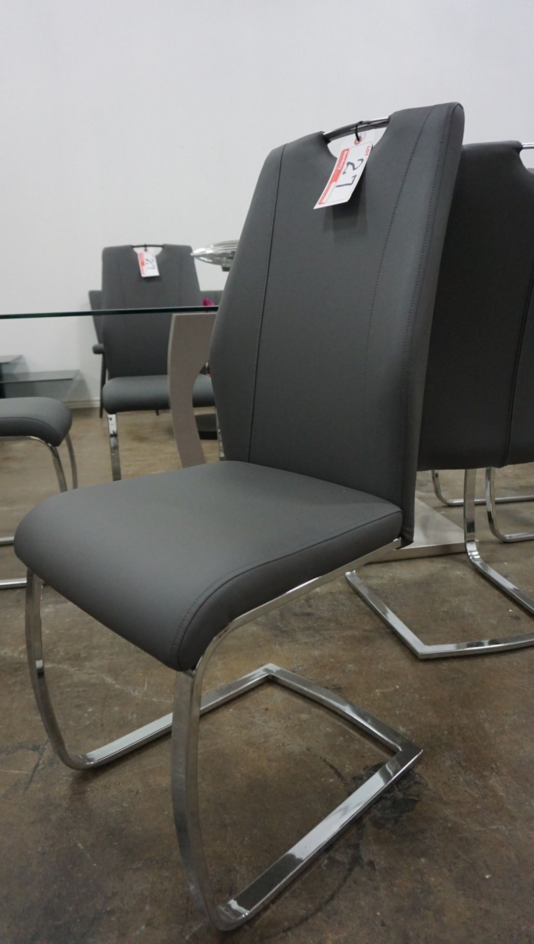 UNITS - GREY PU LEATHER W/ CHROME BASE DINING CHAIRS - Image 2 of 2