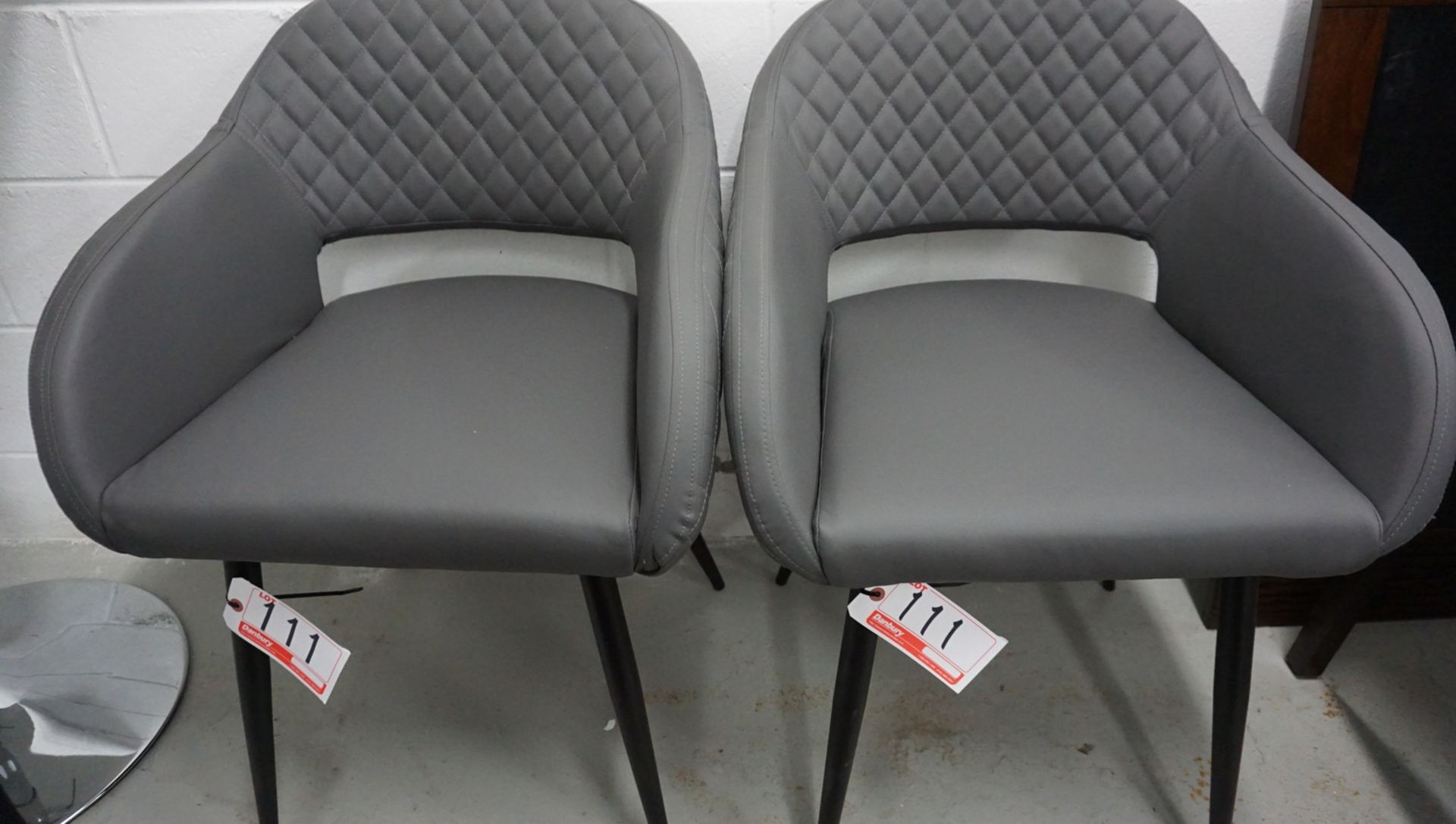 UNITS - GREY PU LEATHER SIDE CHAIRS W/ BLK METAL LEGS