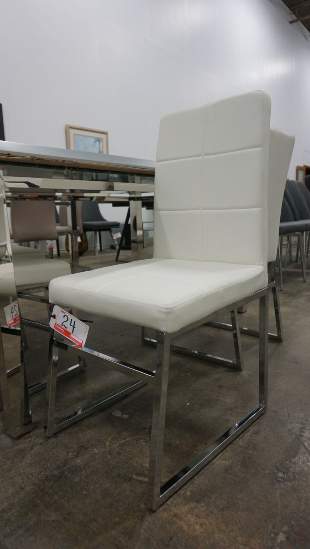 UNITS - WHITE PU LEATHER W/ CHROME BASE DINING CHAIRS