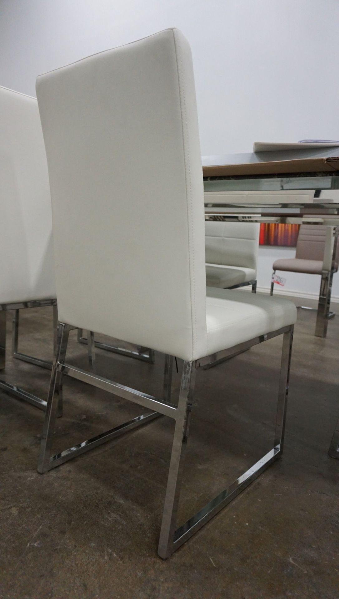 UNITS - WHITE PU LEATHER W/ CHROME BASE DINING CHAIRS - Image 2 of 2