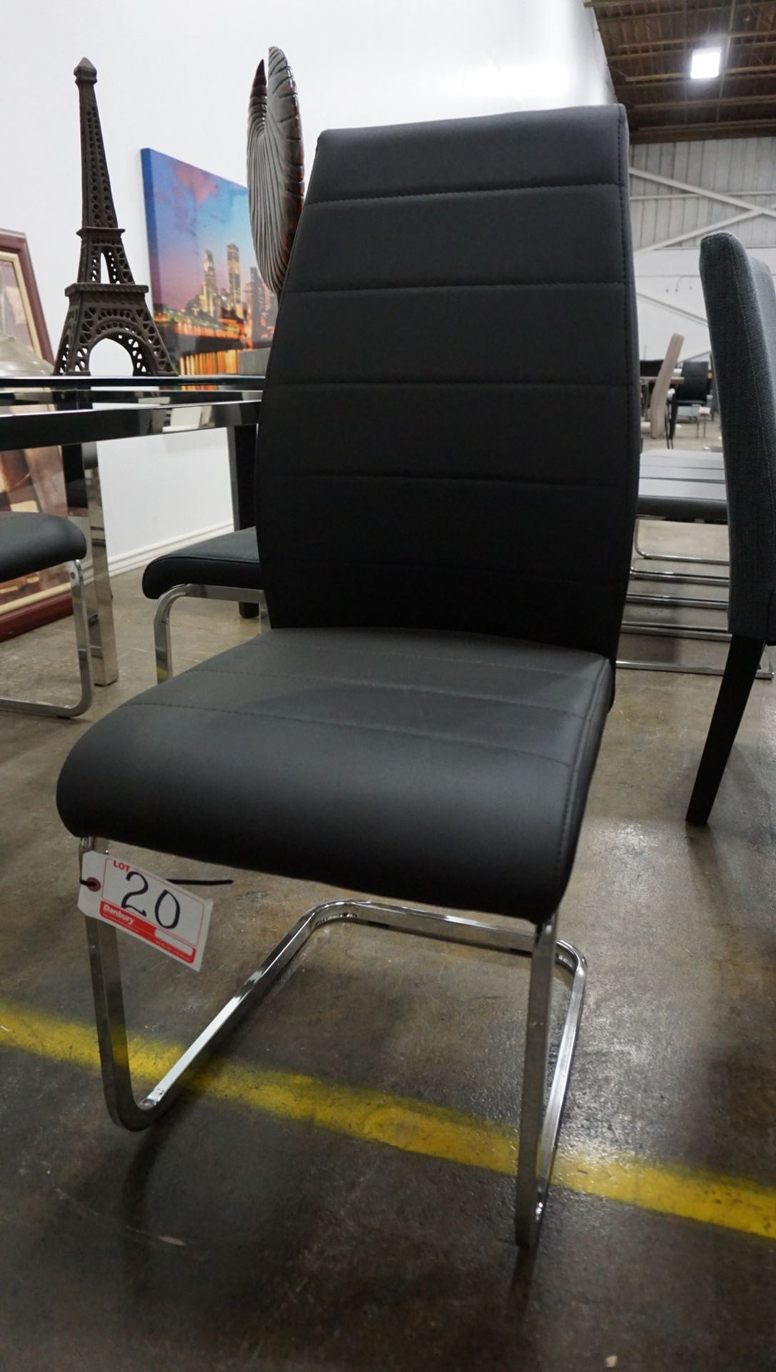 UNITS - BLACK PU LEATHER W/ CHROME BASE DINING CHAIRS