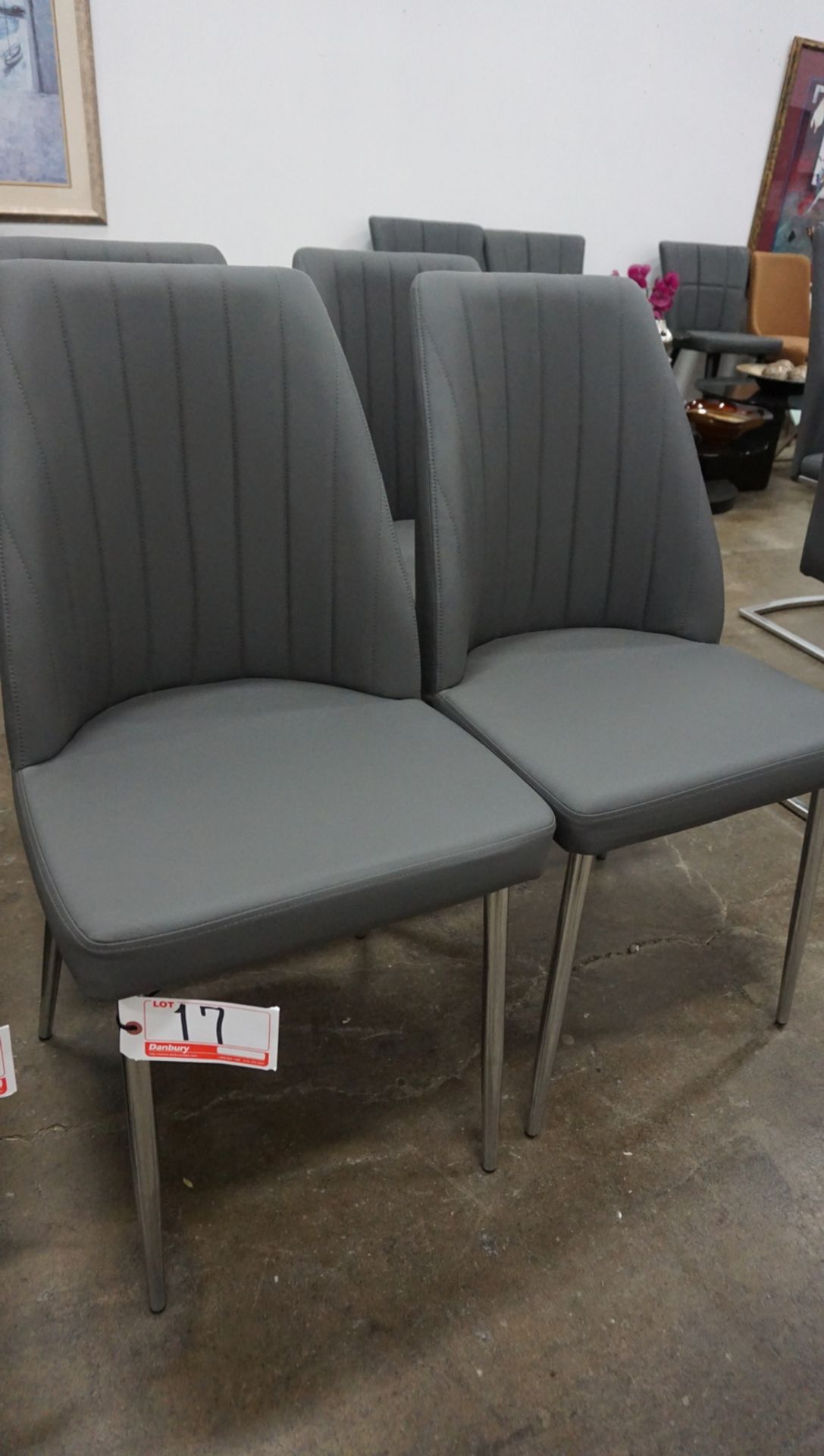 UNITS - GREY PU LEATHER W/ CHROME LEGS DINING CHAIRS