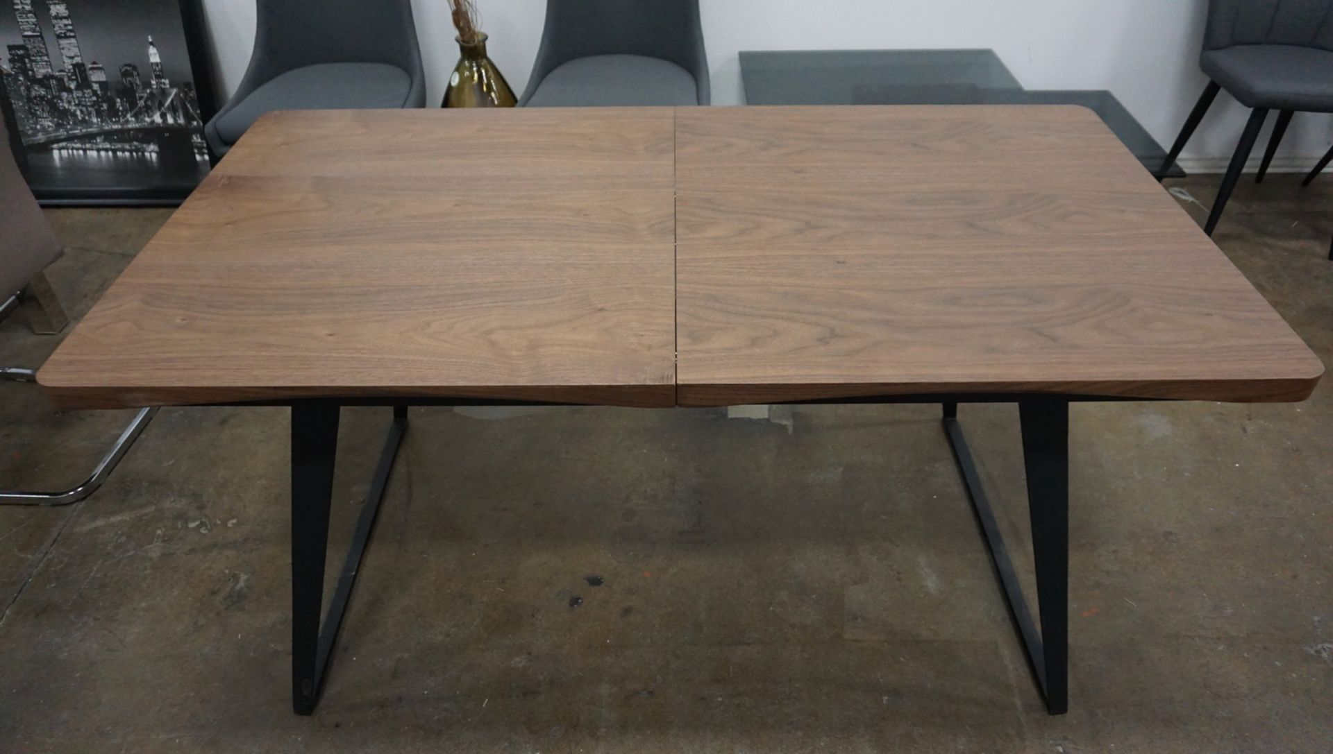 WOOD VENEER APPROX. 59"L X 39.5"W X 30"H EXTENDABLE DINING TABLE
