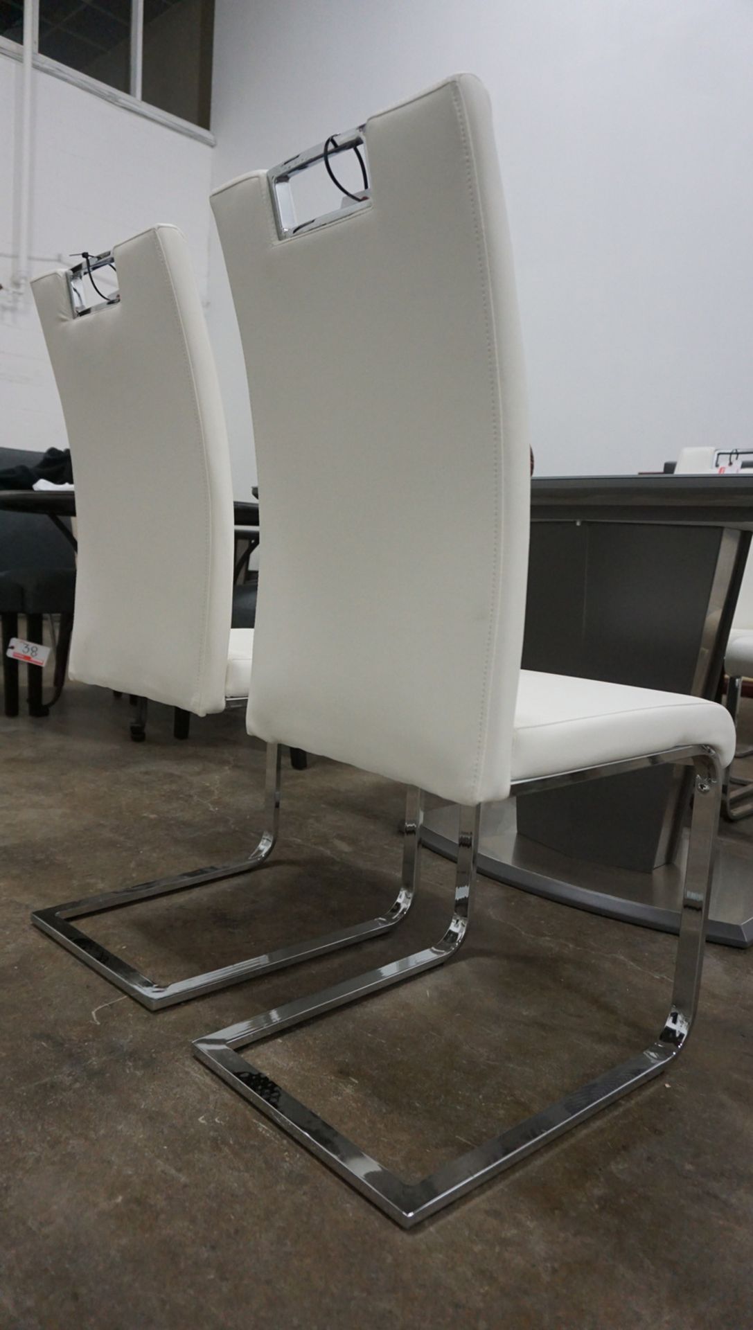 UNITS - WHITE PU LEATHER W/ CHROME BASE DINING CHAIRS - Image 2 of 2