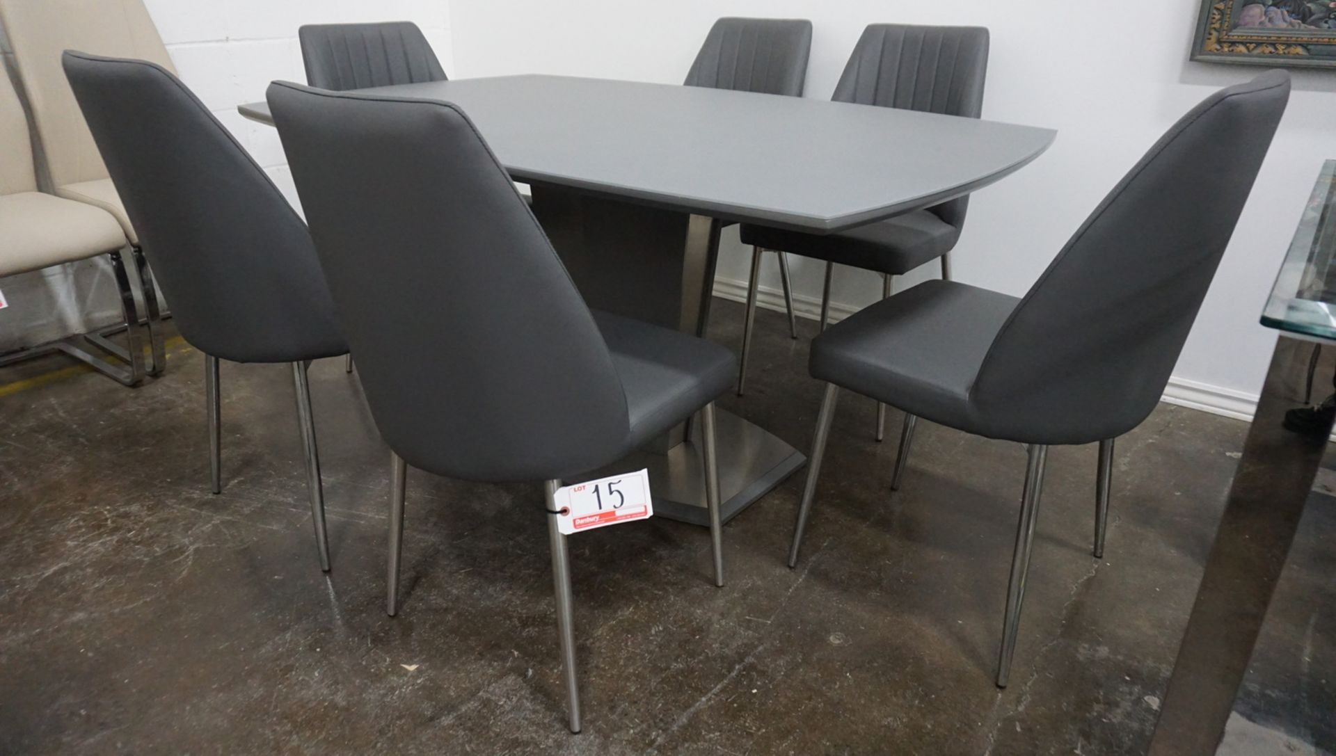 UNITS - GREY PU LEATHER W/ CHROME LEGS DINING CHAIRS - Image 2 of 2
