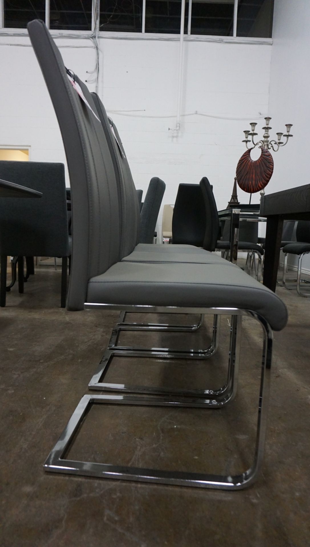 UNITS - GREY PU LEATHER W/ CHROME BASE DINING CHAIRS - Image 2 of 2
