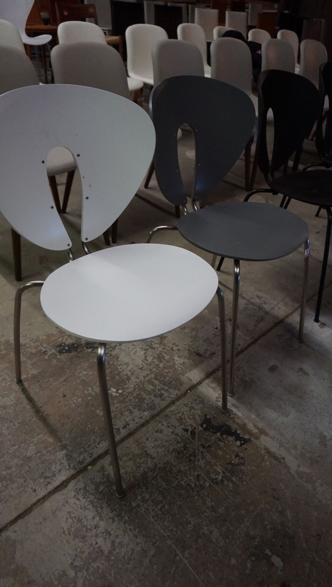 UNITS - STUA GLOBUS WHITE GUEST CHAIR W/ METAL LEGS (MADE IN SPAIN) (MSRP $450)