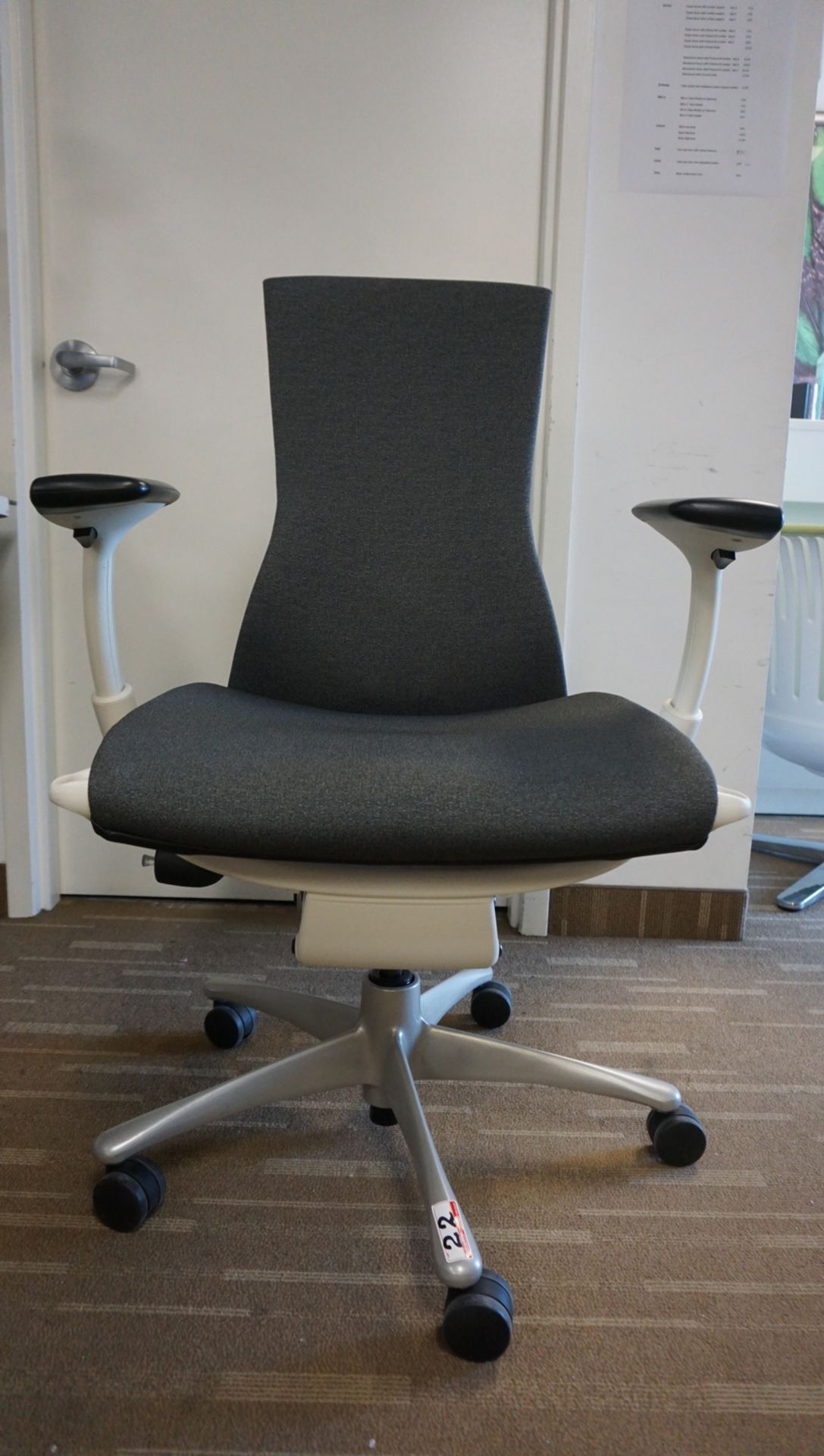 HERMAN MILLER EMBODY OFFICE CHAIR W/ WHITE FRAME, TITANIUM BASE, & GREY FABRIC ($2,700 MSRP)