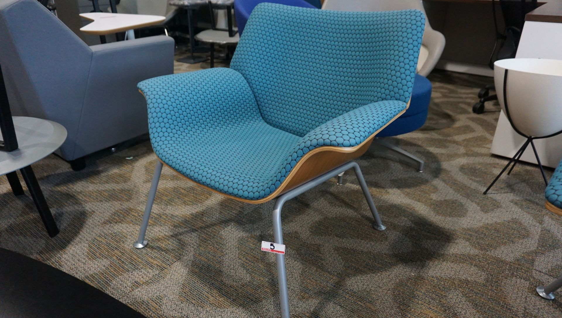 HERMAN MILLER SWOOP PLYWOOD LOUNGE CHAIR W/ LT BLUE FABRIC ($2,500 MSRP)