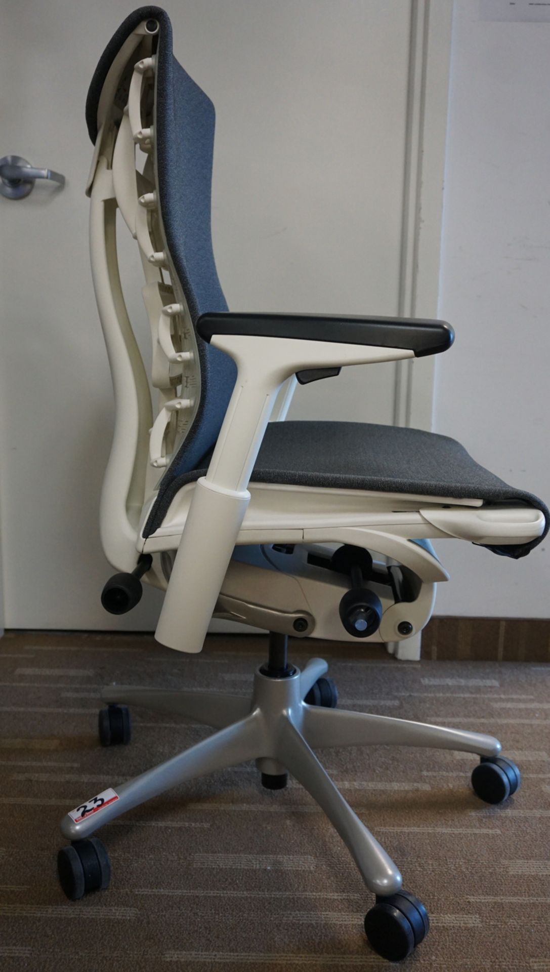 HERMAN MILLER EMBODY OFFICE CHAIR W/ WHITE FRAME, TITANIUM BASE, & GREY FABRIC ($2,700 MSRP) - Image 2 of 4