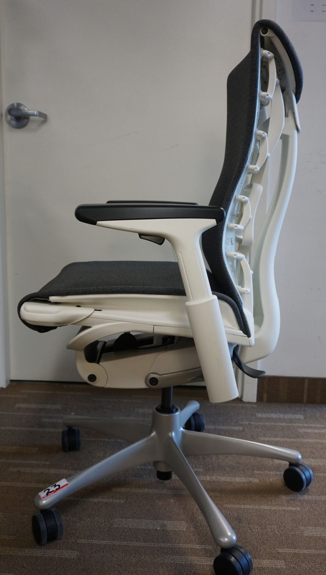 HERMAN MILLER EMBODY OFFICE CHAIR W/ WHITE FRAME, TITANIUM BASE, & GREY FABRIC ($2,700 MSRP) - Image 4 of 4
