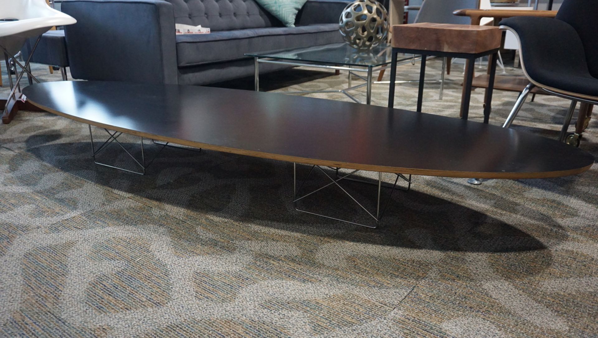 HERMAN MILLER EAMES WIRE BASE ELLIPTICAL TABLE W/ BLACK TABLE TOP ($1,495 MSRP)