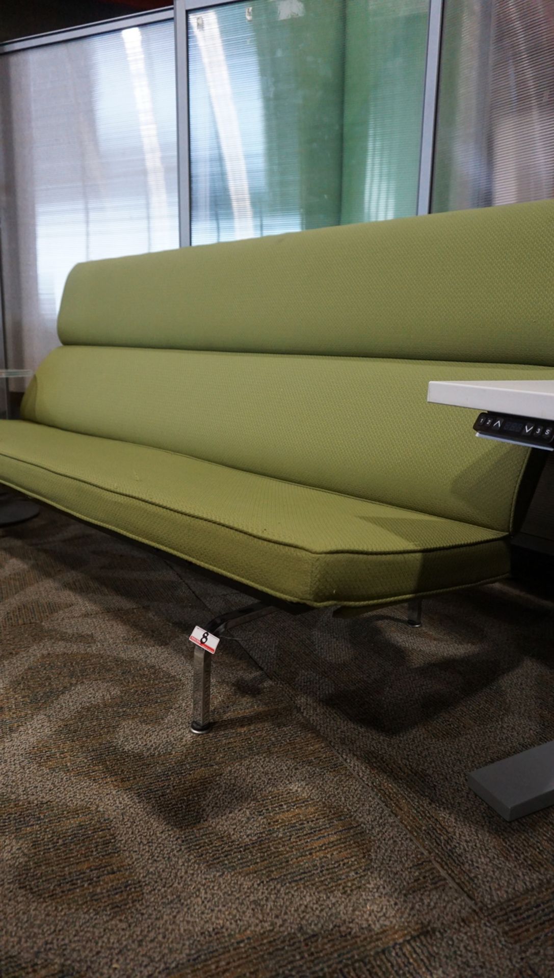 HERMAN MILL EAMES GREEN UPHOLSTERED ARMLESS SOFA ($5,600 MSRP) - Image 2 of 3