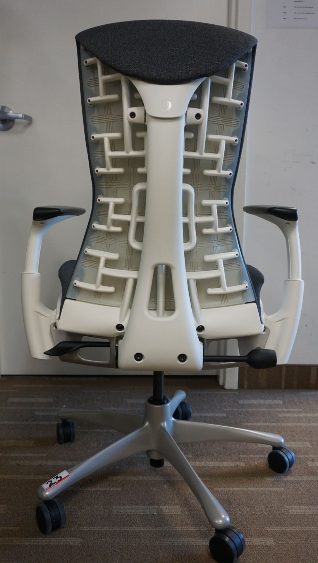 HERMAN MILLER EMBODY OFFICE CHAIR W/ WHITE FRAME, TITANIUM BASE, & GREY FABRIC ($2,700 MSRP) - Image 3 of 4