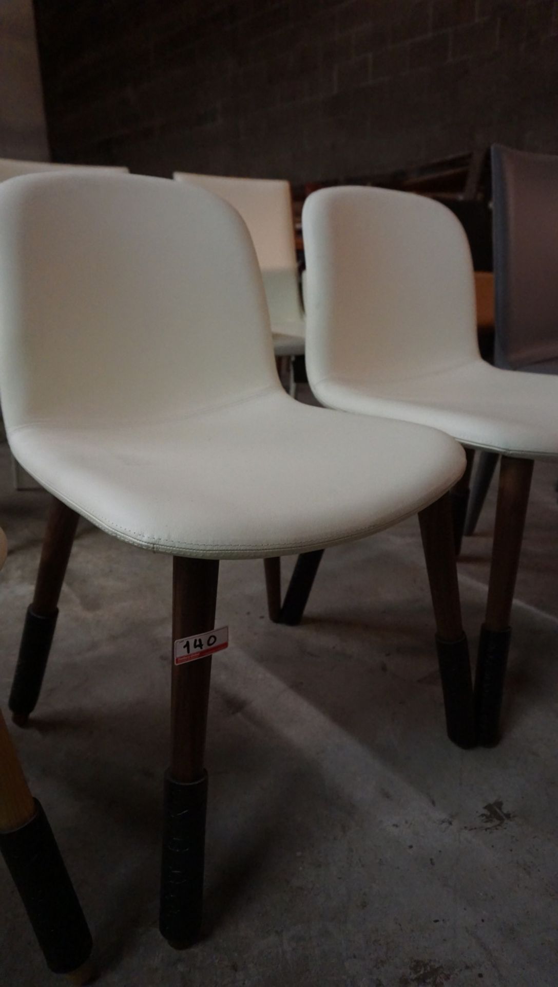 UNITS - JOBS BACCO WHITE LEATHER DINING / GUEST CHAIRS (MADE IN ITALY) (MSRP $995)