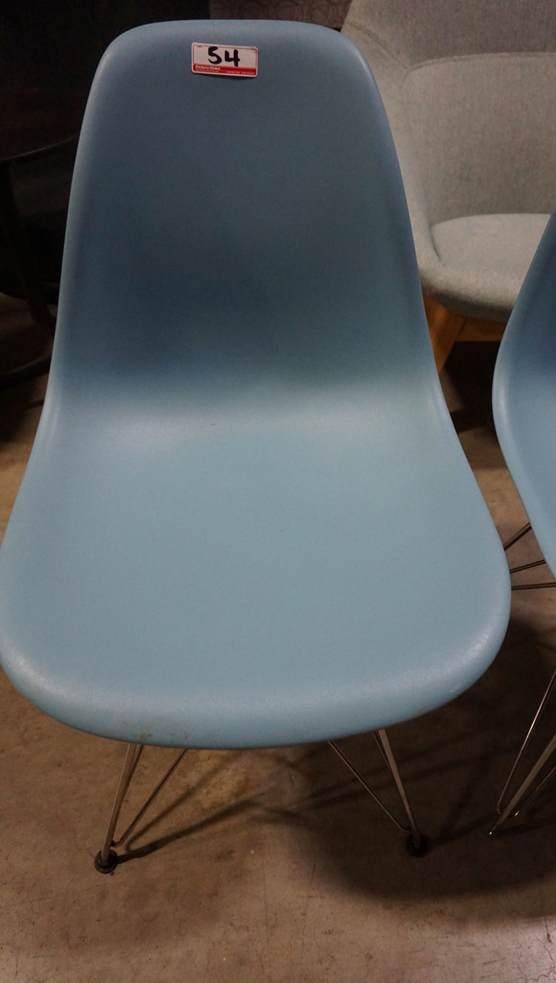 UNITS - HERMAN MILLER EAMES MOLDED PLASTIC SHELL CHAIR W/ EIFFEL TOWER BASE (BLUE) (MSRP $550) - Image 2 of 2