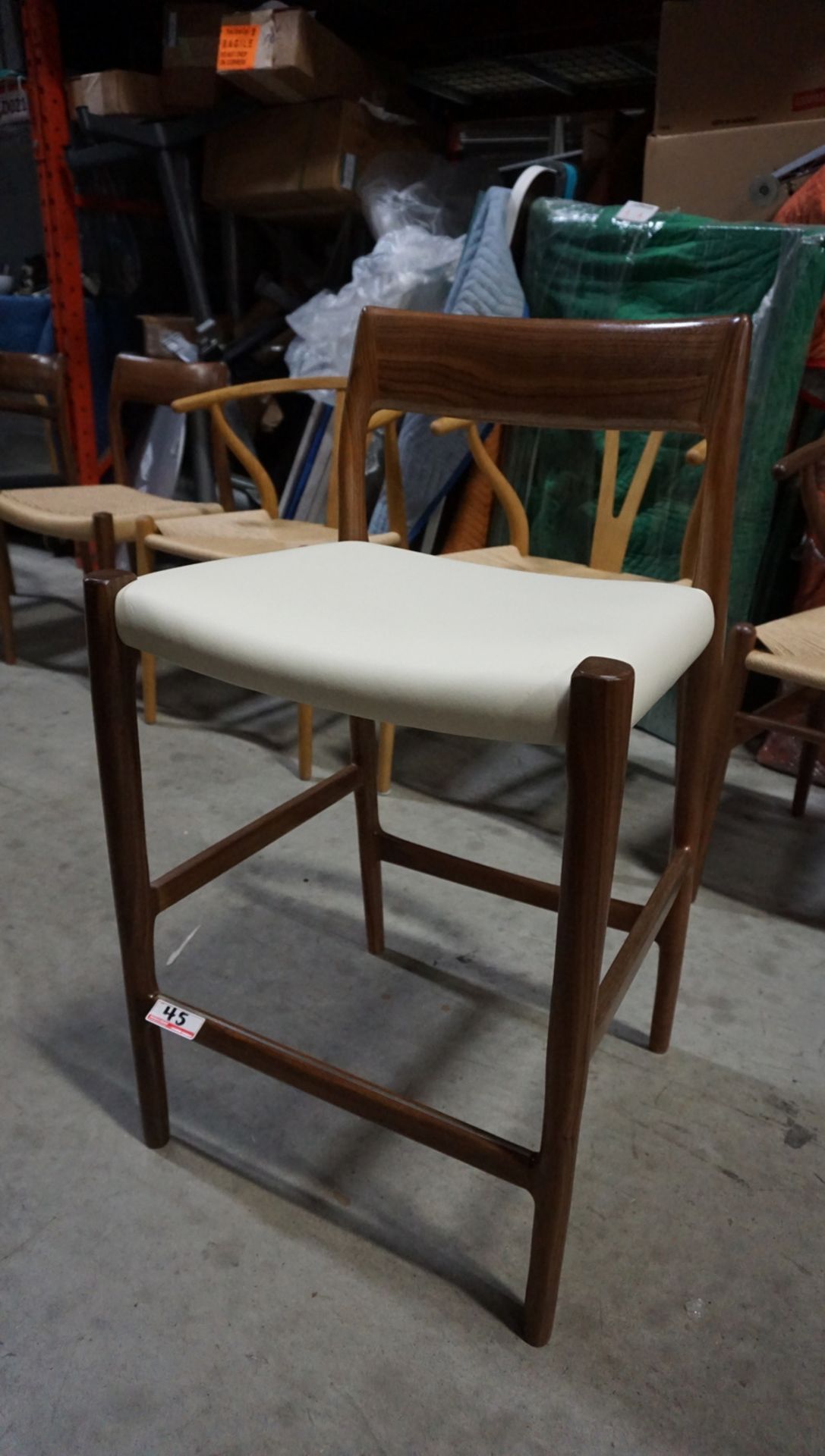 J. L. MOLLER CHAIR MODEL 57 WOOD STOOL (MADE IN DENMARK) (MSRP $2,495)