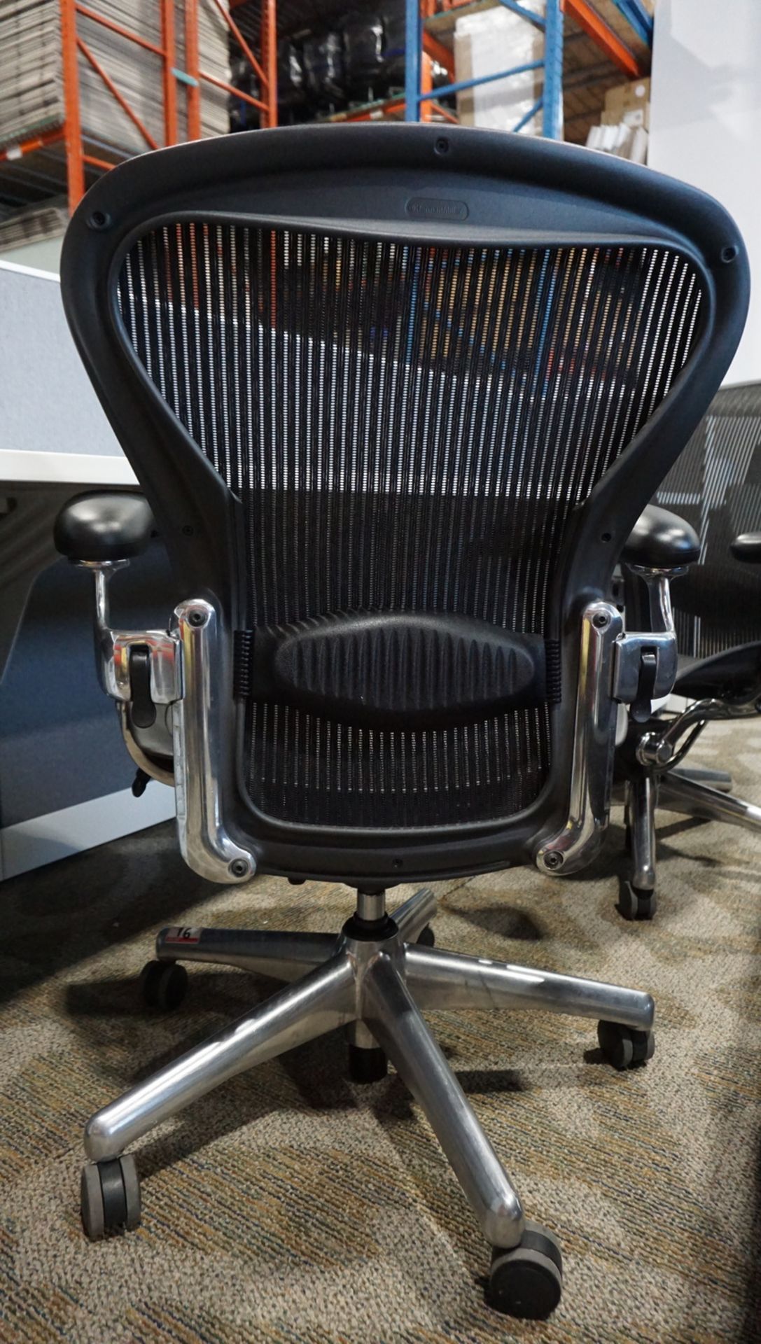 HERMAN MILLER AERON (SIZE B) OFFICE CHAIR W/ POLISHED ALUMINUM FRAME & BASE, LUMBAR SUPPORT, - Image 2 of 2