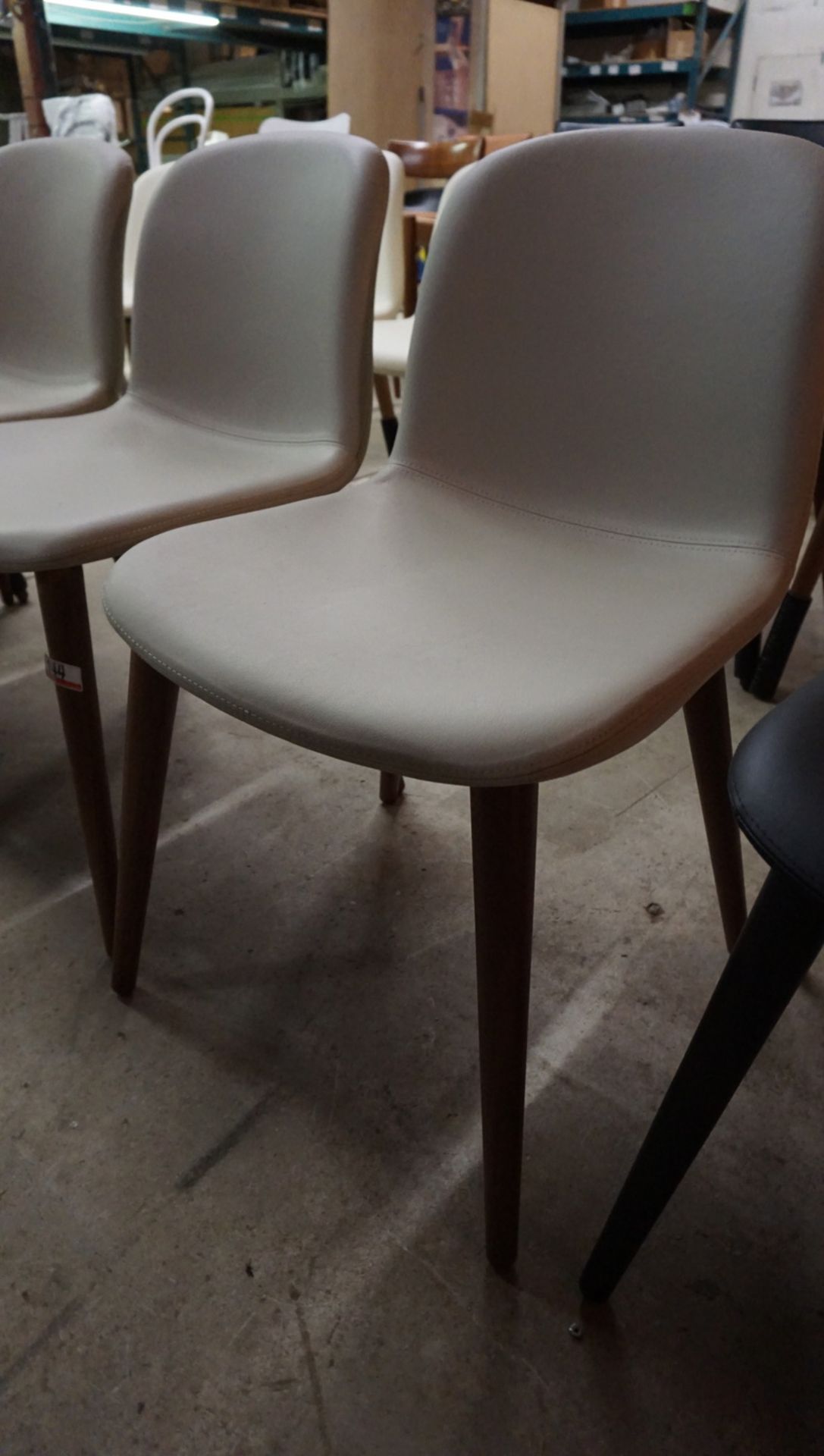 UNITS - JOBS BACCO GREY LEATHER DINING / GUEST CHAIRS (MADE IN ITALY) (MSRP $995)