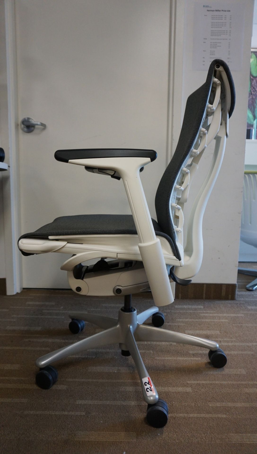 HERMAN MILLER EMBODY OFFICE CHAIR W/ WHITE FRAME, TITANIUM BASE, & GREY FABRIC ($2,700 MSRP) - Image 4 of 4