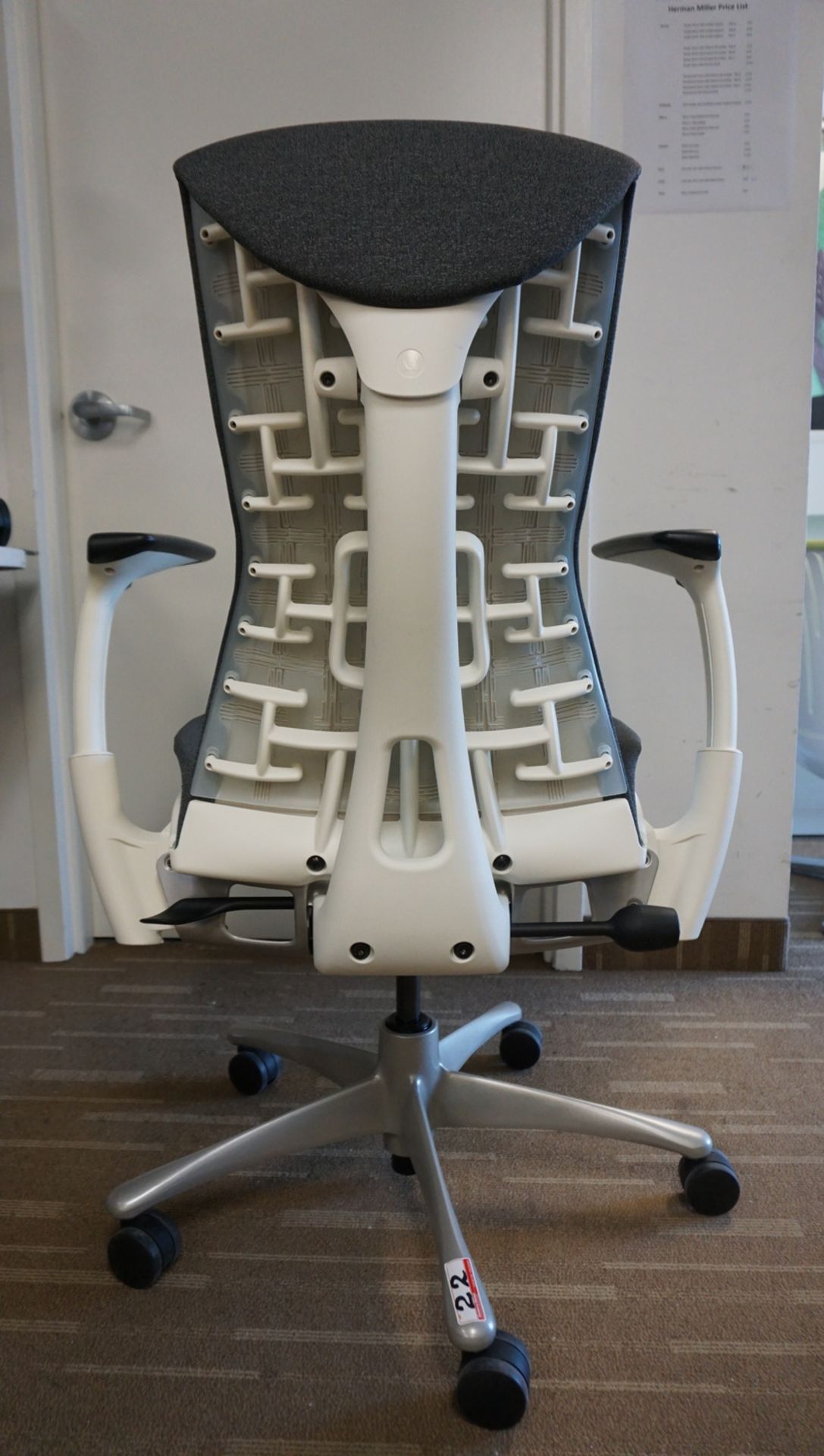 HERMAN MILLER EMBODY OFFICE CHAIR W/ WHITE FRAME, TITANIUM BASE, & GREY FABRIC ($2,700 MSRP) - Image 3 of 4