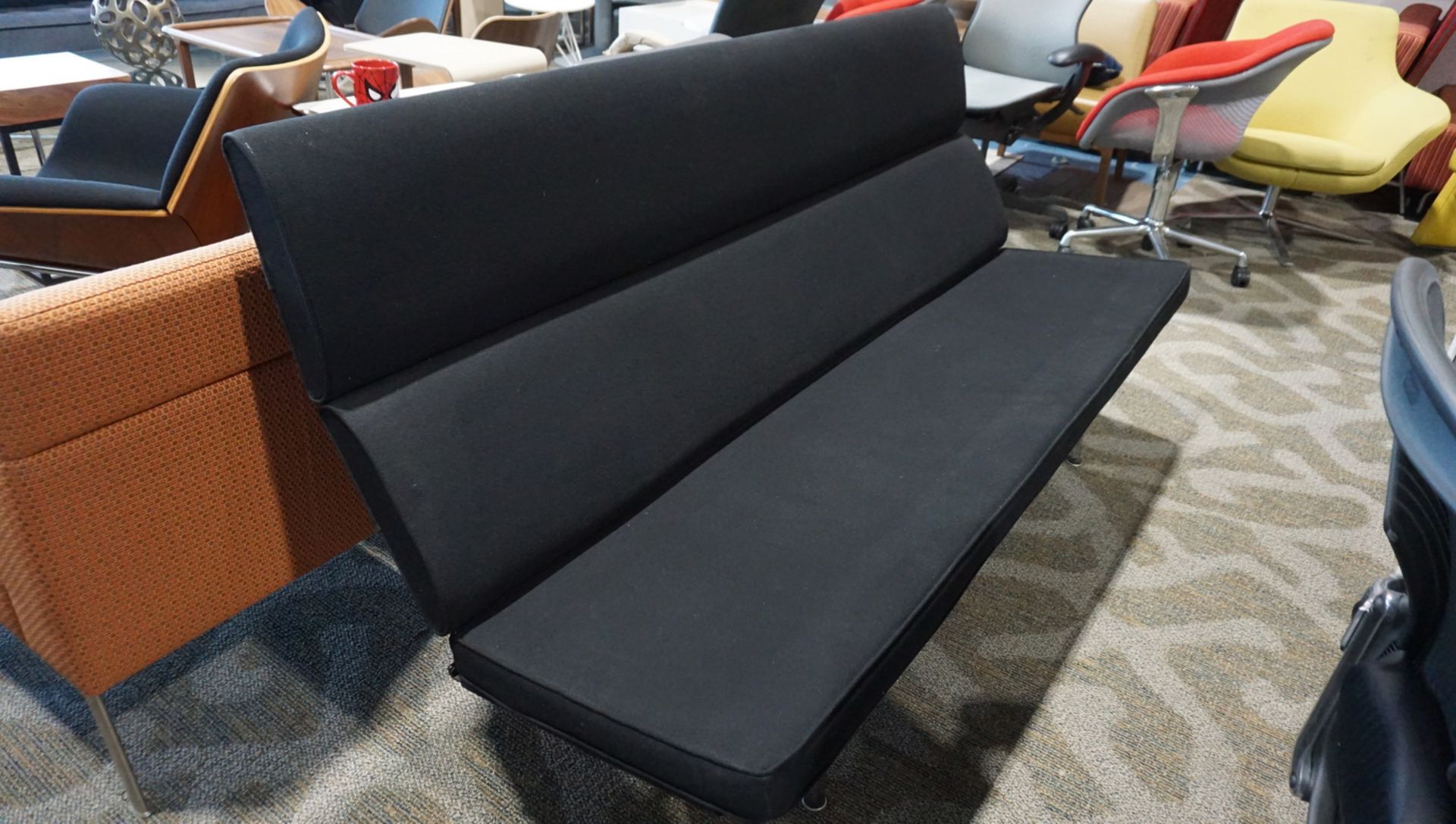 HERMAN MILL EAMES BLACK UPHOLSTERED ARMLESS SOFA ($5,600 MSRP) - Image 3 of 3