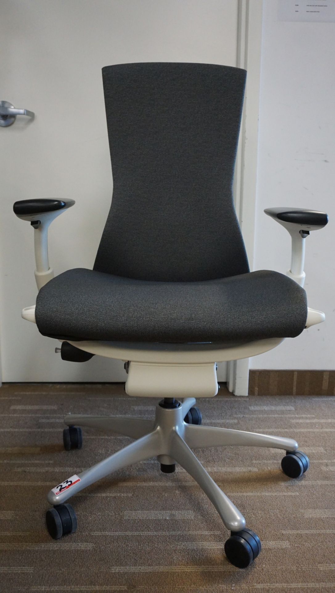 HERMAN MILLER EMBODY OFFICE CHAIR W/ WHITE FRAME, TITANIUM BASE, & GREY FABRIC ($2,700 MSRP)