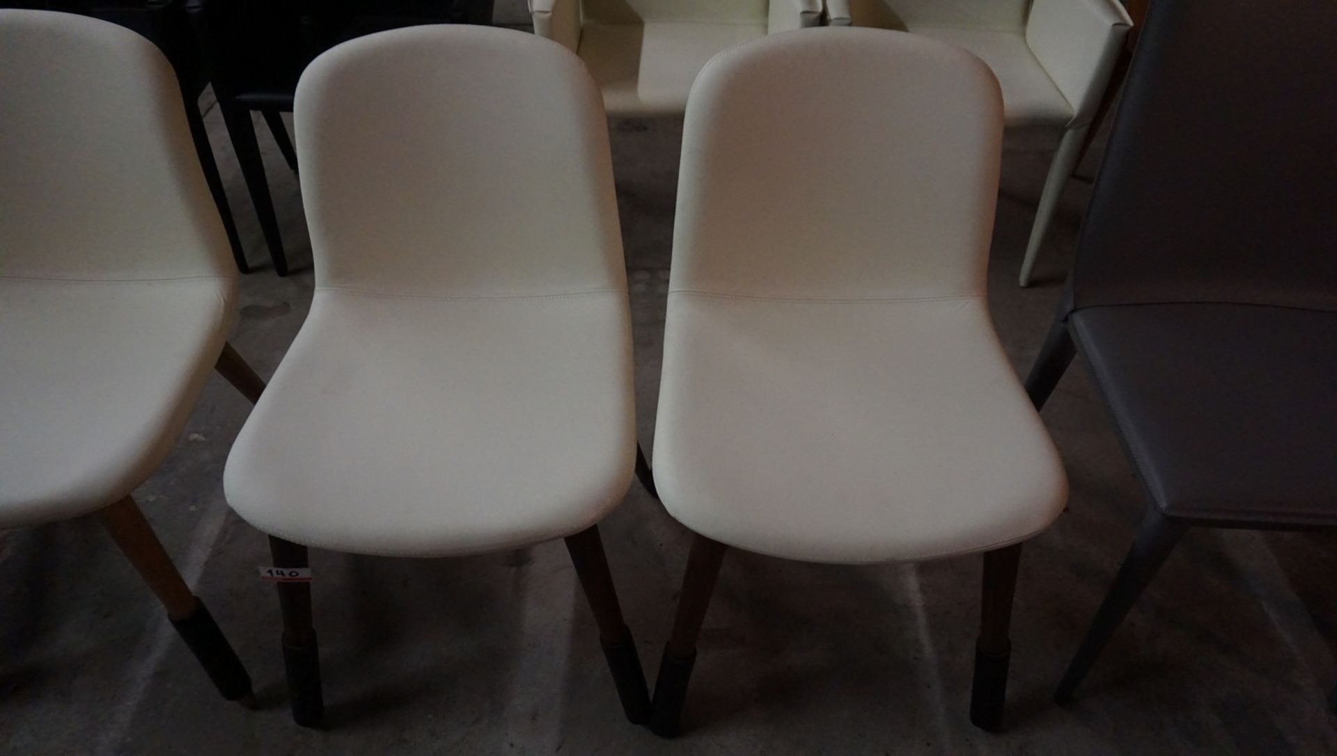 UNITS - JOBS BACCO WHITE LEATHER DINING / GUEST CHAIRS (MADE IN ITALY) (MSRP $995) - Image 2 of 2