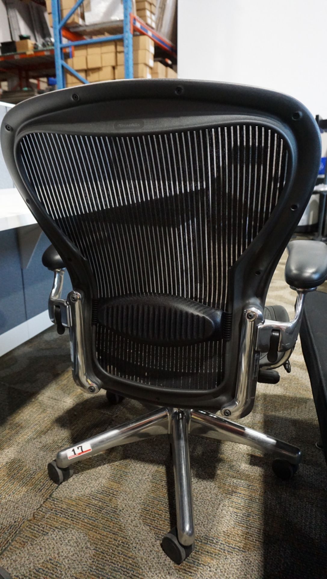 HERMAN MILLER AERON (SIZE B) OFFICE CHAIR W/ POLISHED ALUMINUM FRAME & BASE, LUMBAR SUPPORT, - Image 3 of 3