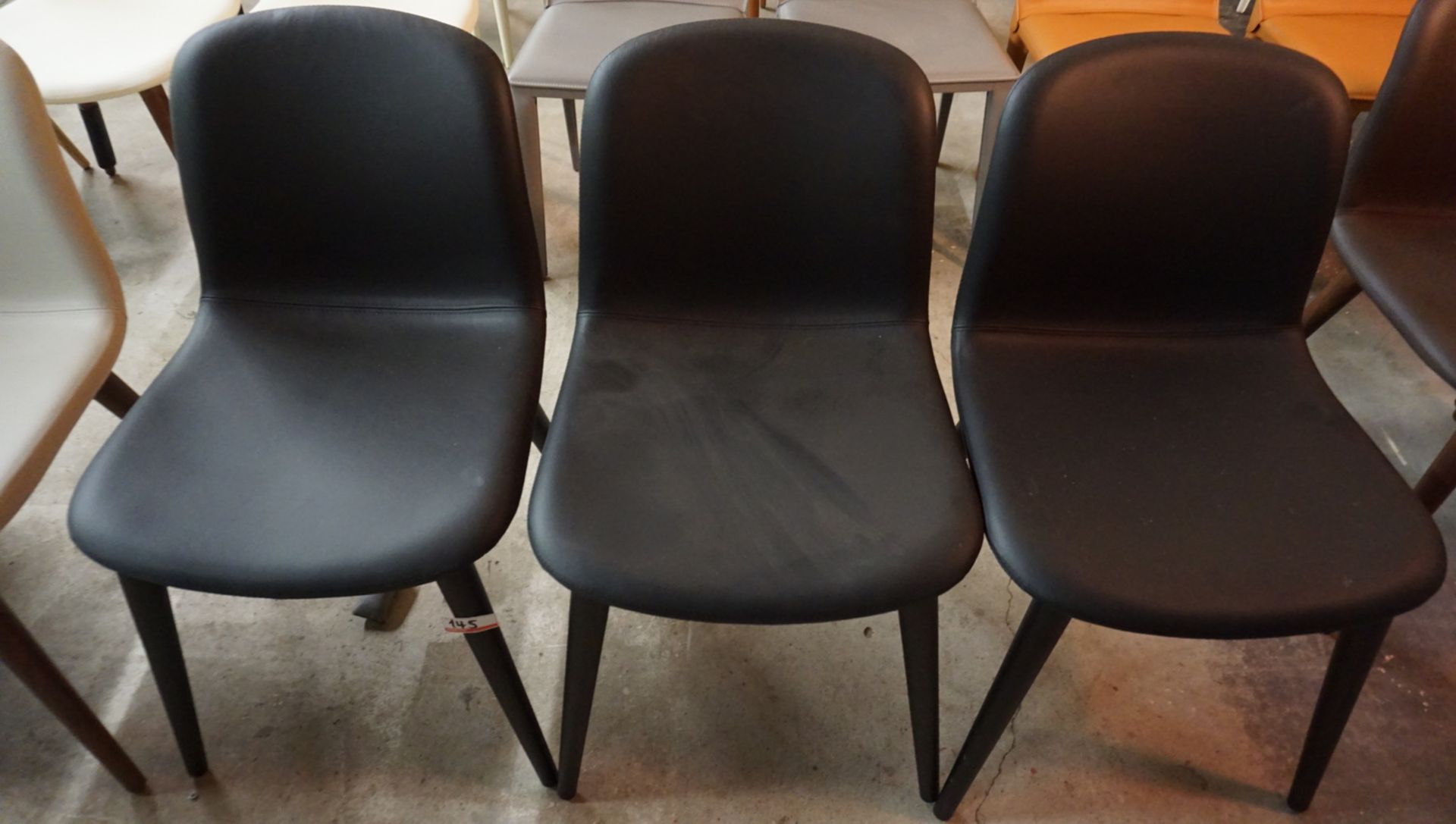 UNITS - JOBS BACCO BLACK LEATHER DINING / GUEST CHAIRS (MADE IN ITALY) (MSRP $995)