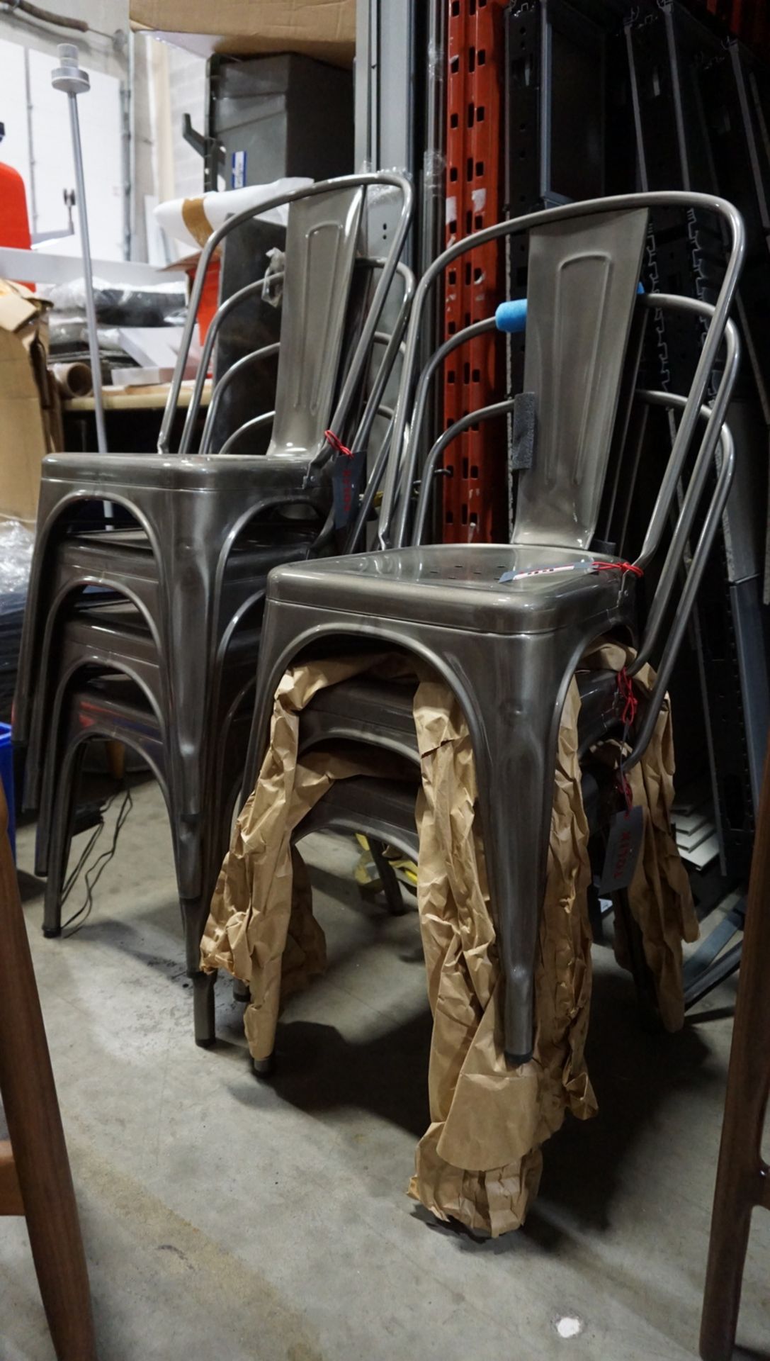 UNITS - TOLIX THRONE STYLE METAL STACKING CHAIRS - GUN METAL GREY (MADE IN FRANCE) (MSRP $450)